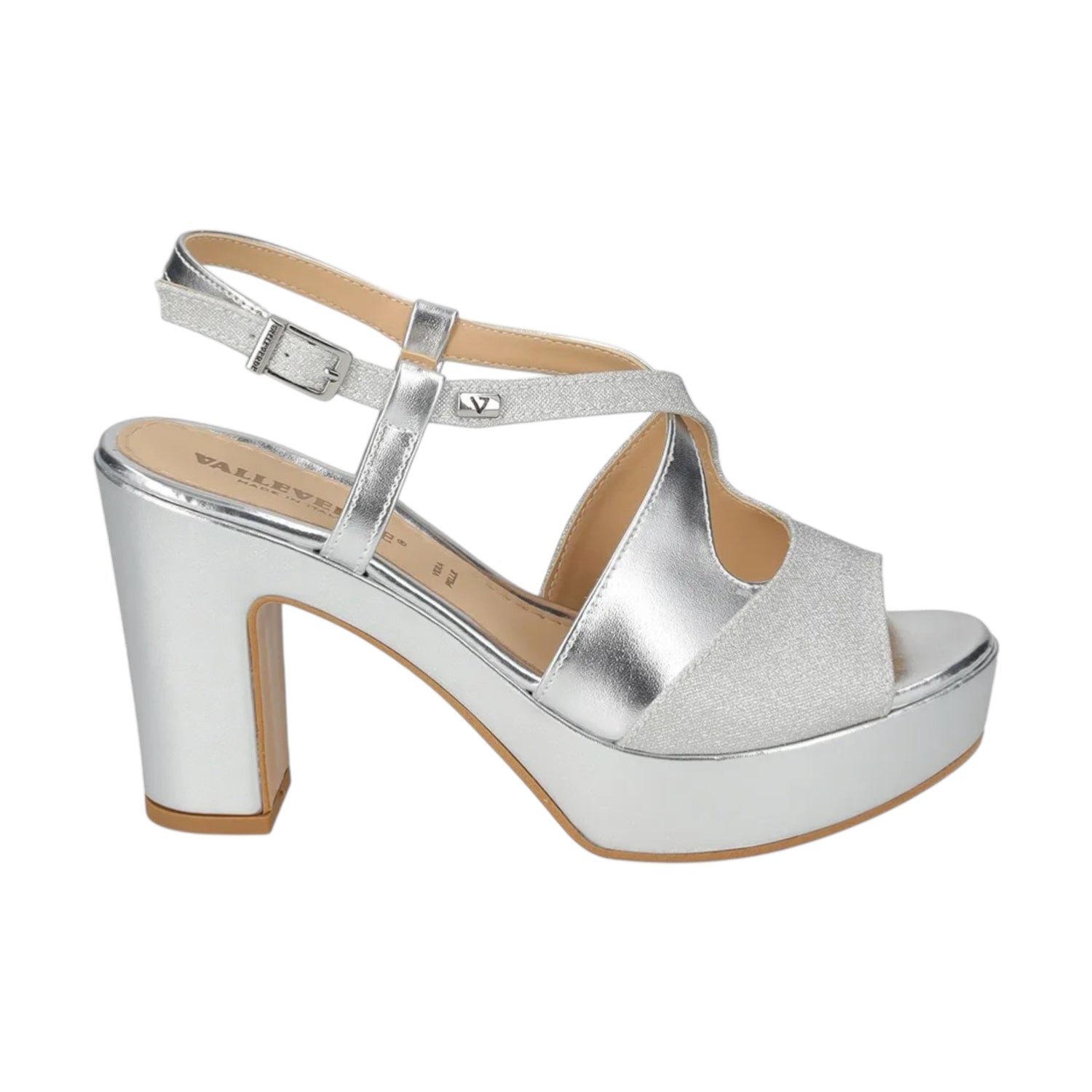 Valleverde Sandalo Donna Argento con Plateau e Tacco Alto 100mm