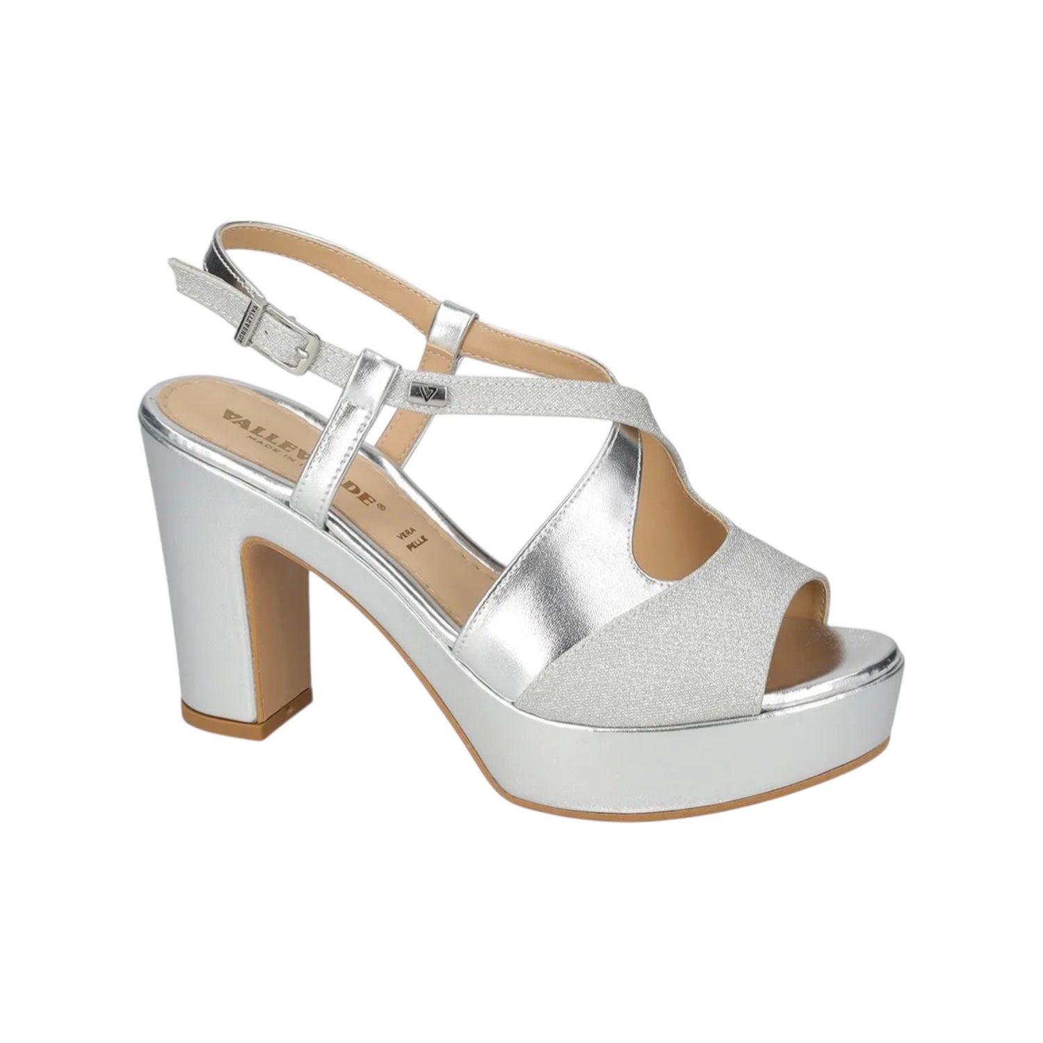Valleverde Sandalo Donna Argento con Plateau e Tacco Alto 100mm