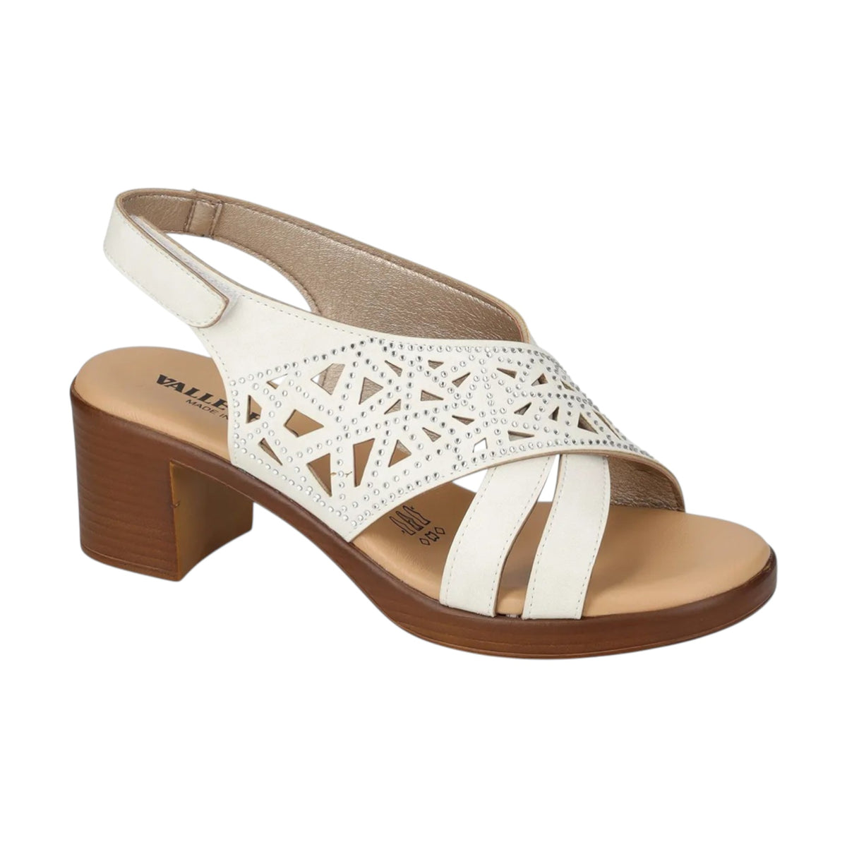 Valleverde Sandalo Donna Avorio con Tacco Largo Alto 60mm
