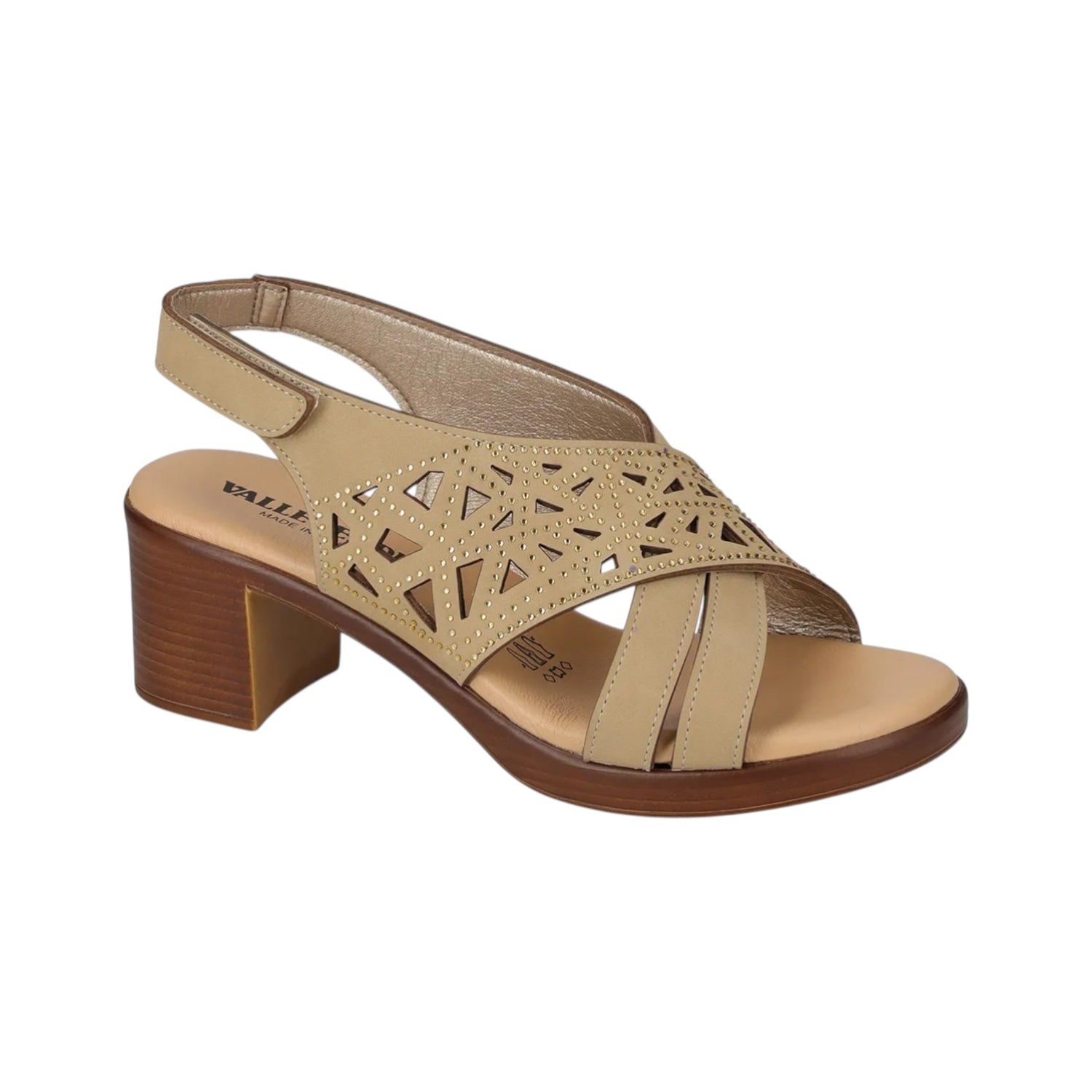 Valleverde Sandalo Donna Beige con Tacco Largo Alto 60mm