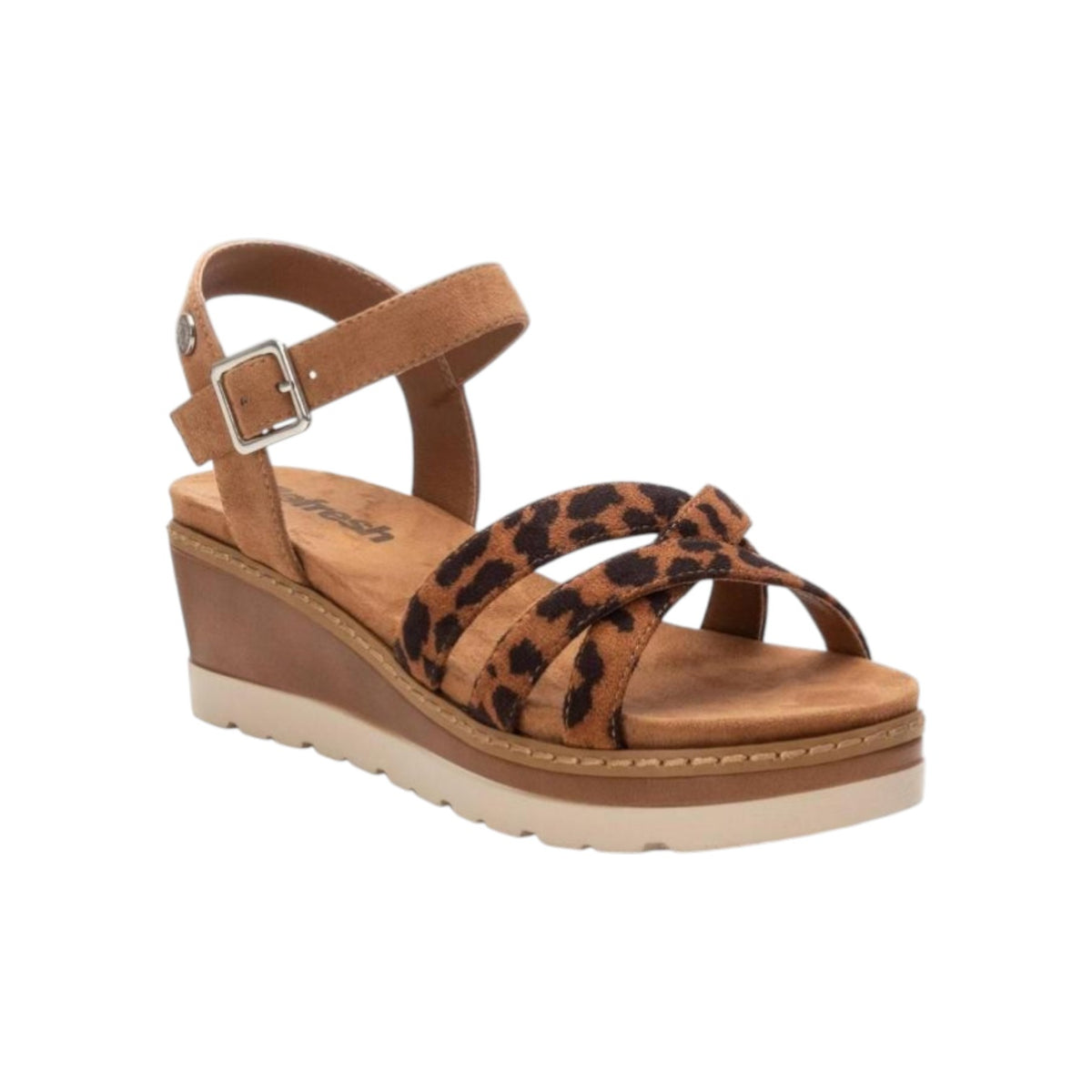 Refresh Sandalo Donna Beige con Stampa Leopardata e Zeppa