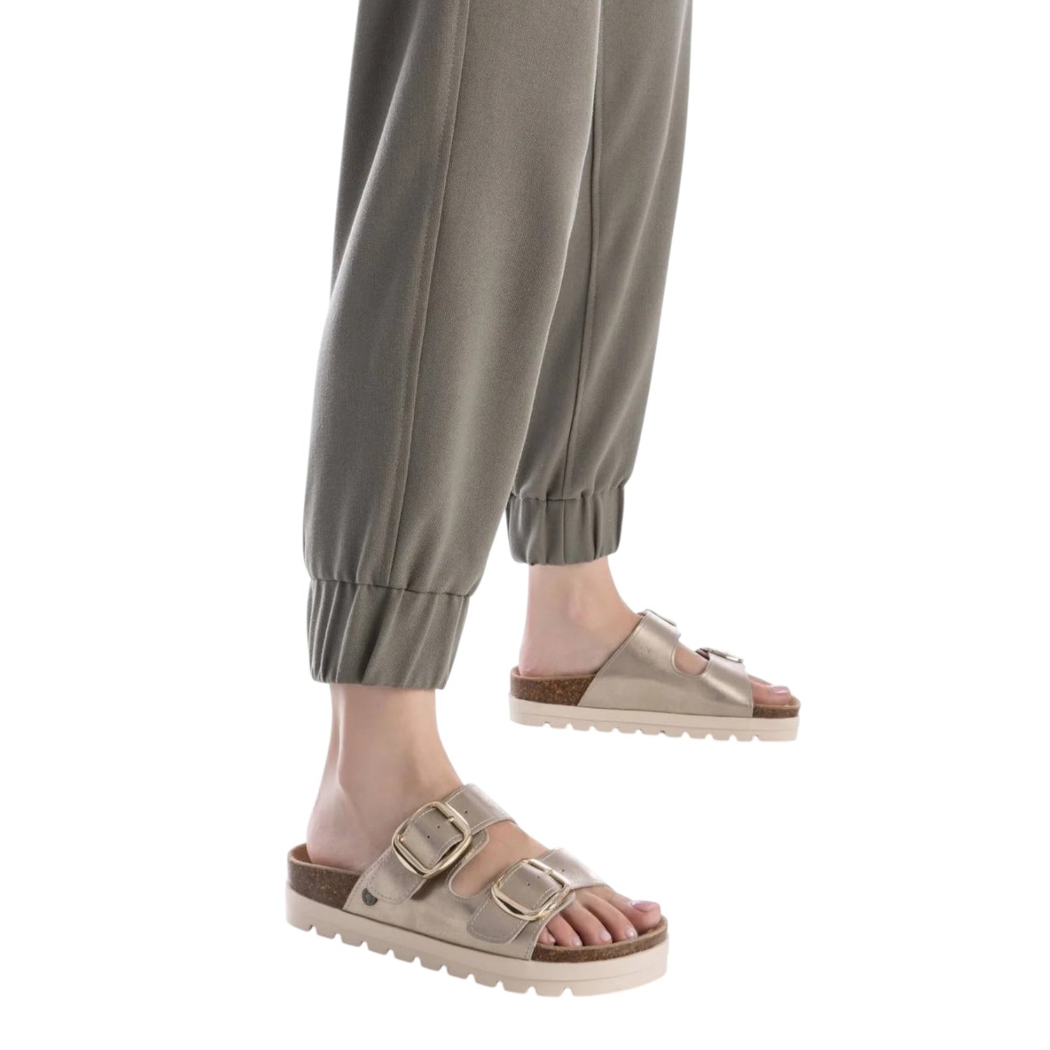 Refresh Ciabatta Platform Donna Oro con Doppia Fibbia