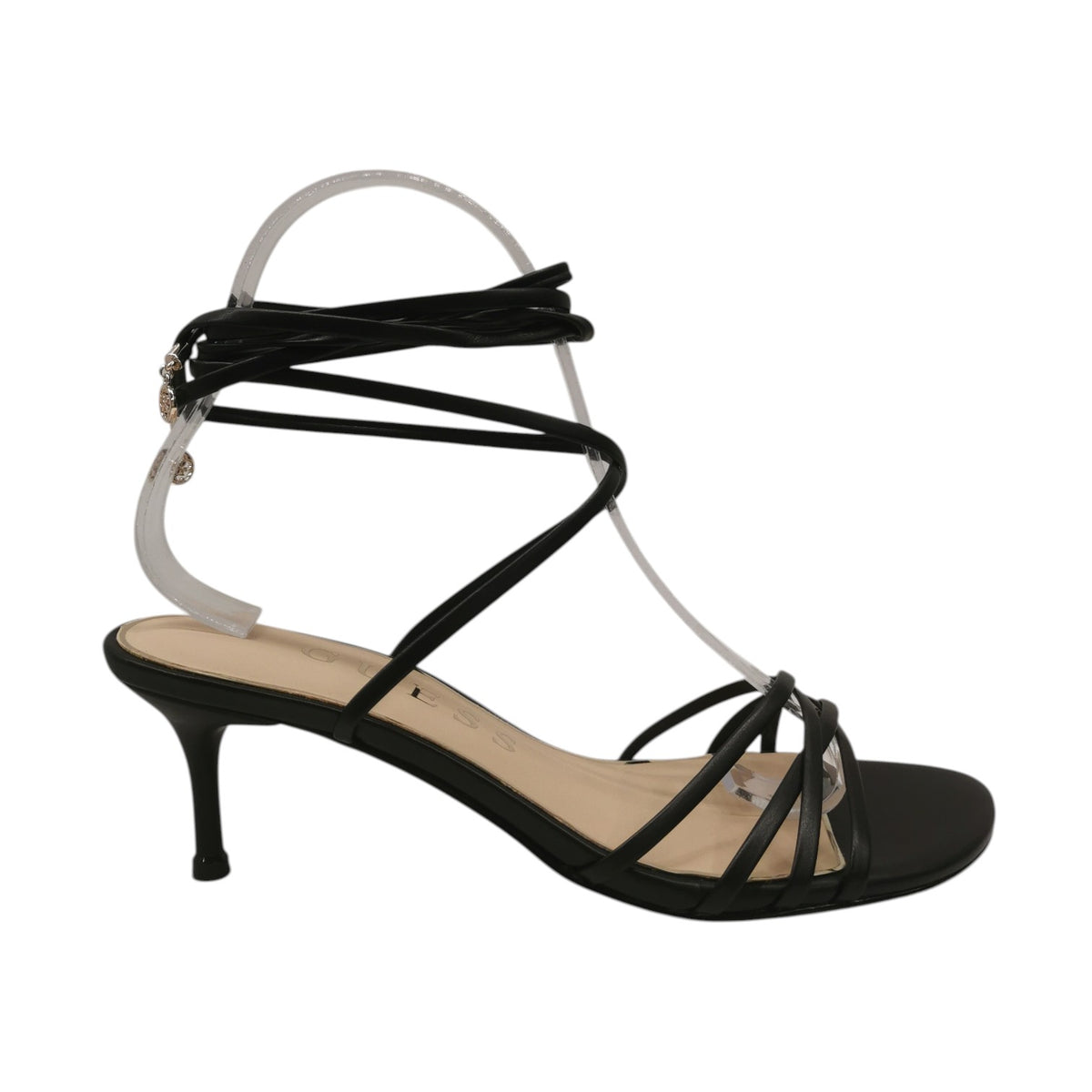 Guess Sandalo alla Schiava Donna Nero con Tacco Alto 70mm