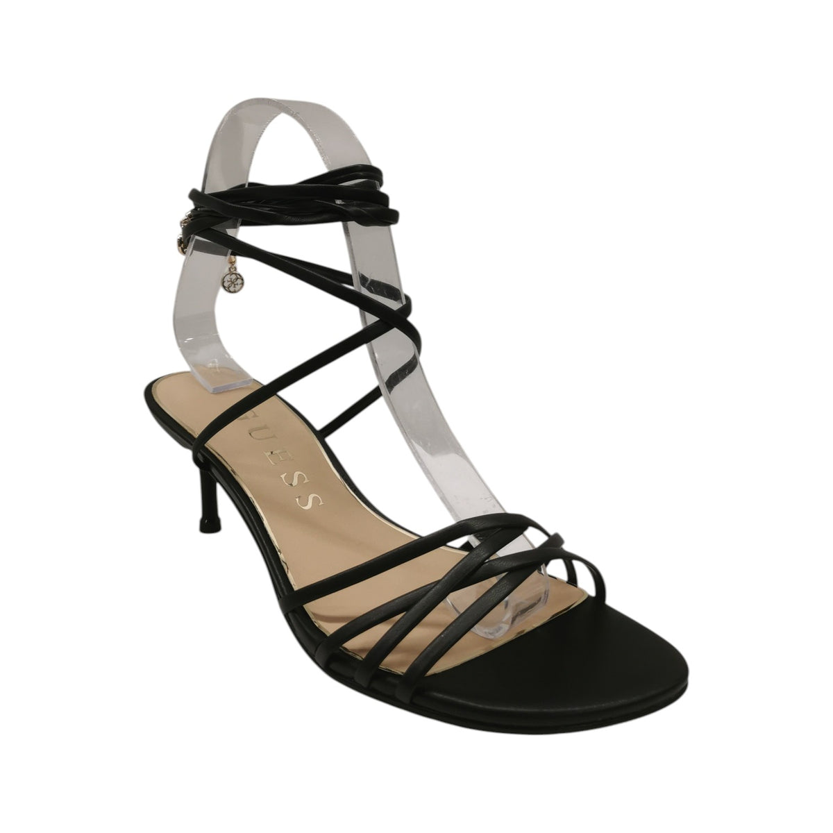 Guess Sandalo alla Schiava Donna Nero con Tacco Alto 70mm