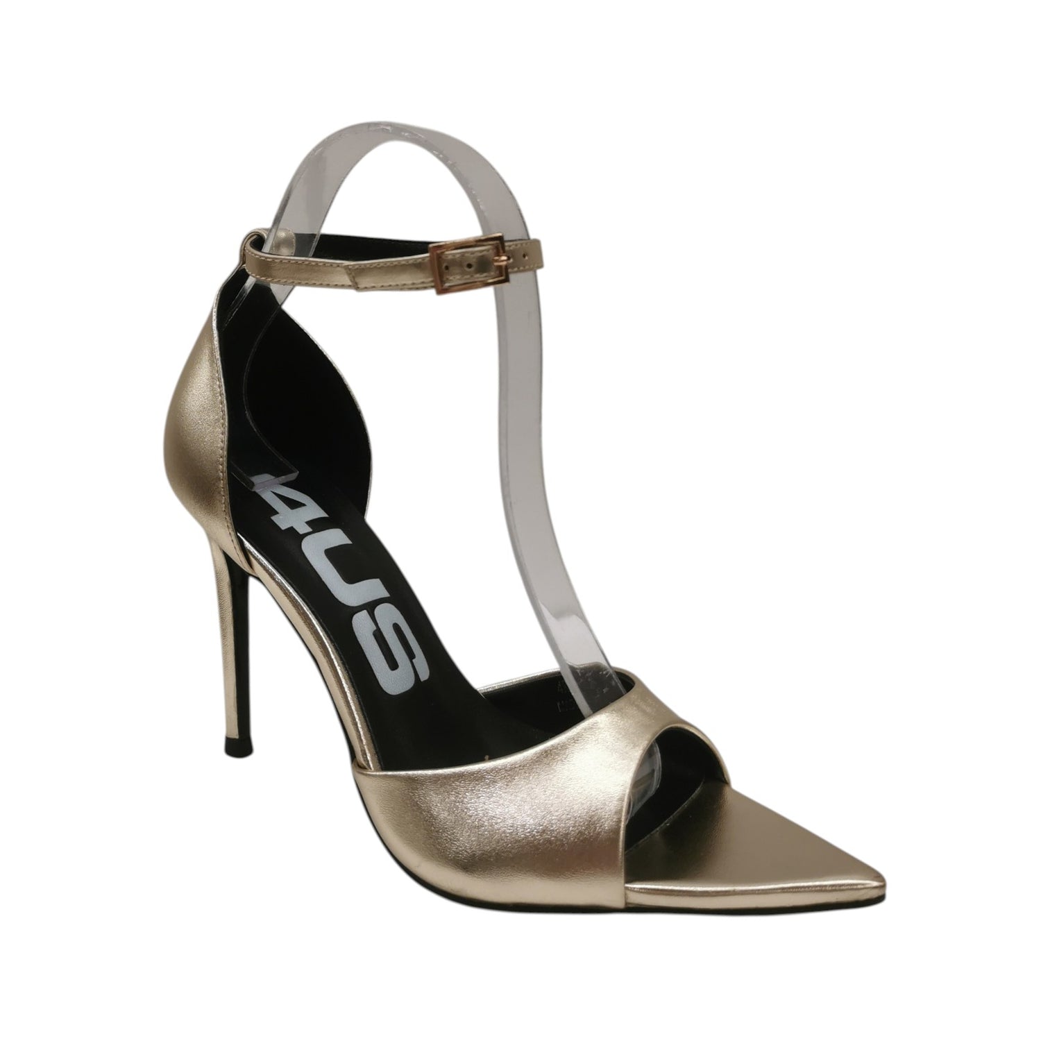 4Us Sandalo Donna Oro Laminato con Tacco Alto 100mm