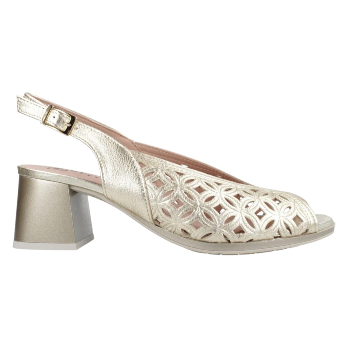 Pitillos Spuntata Donna in Pelle Platino Traforata con Tacco Largo Alto 60mm