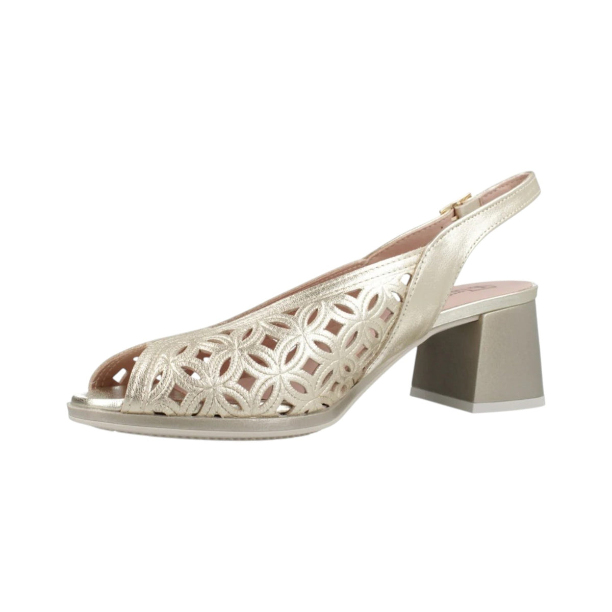 Pitillos Spuntata Donna in Pelle Platino Traforata con Tacco Largo Alto 60mm