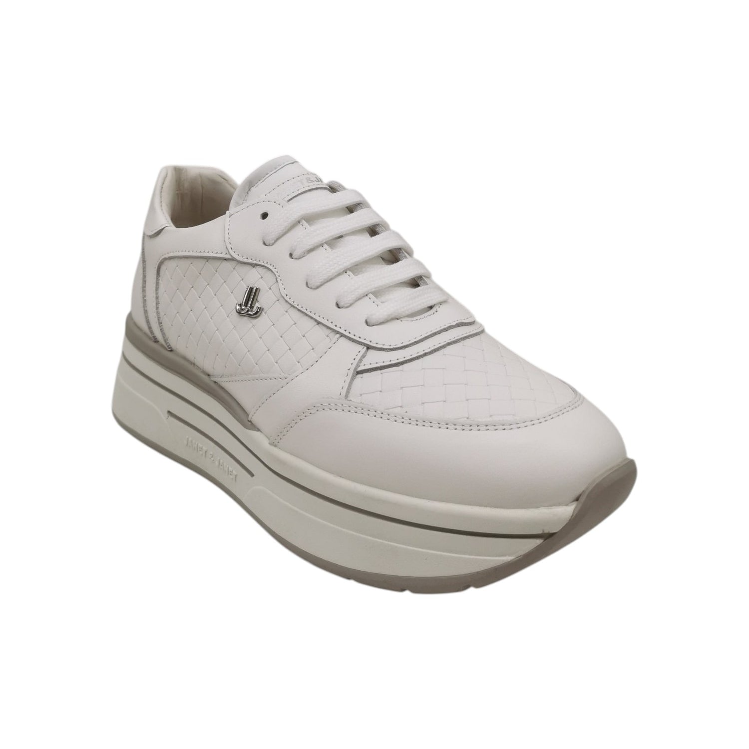 Janet&Janet Sneakers Donna in Pelle Bianca con Logo Laterale