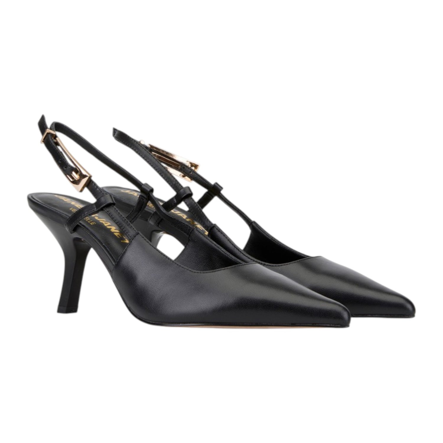 Janet&Janet Chanelle Donna in Pelle Nera con Tacco Alto 80mm