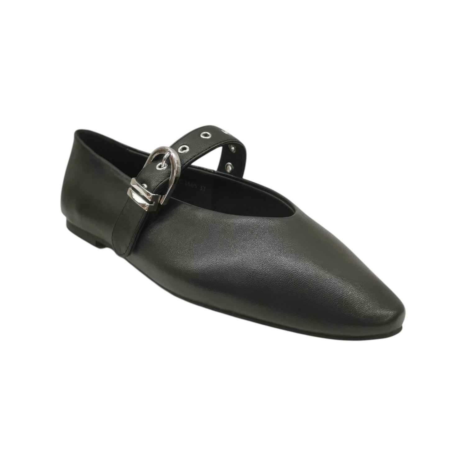 Janet&Janet Ballerina Donna in Pelle Nera con Cinturino