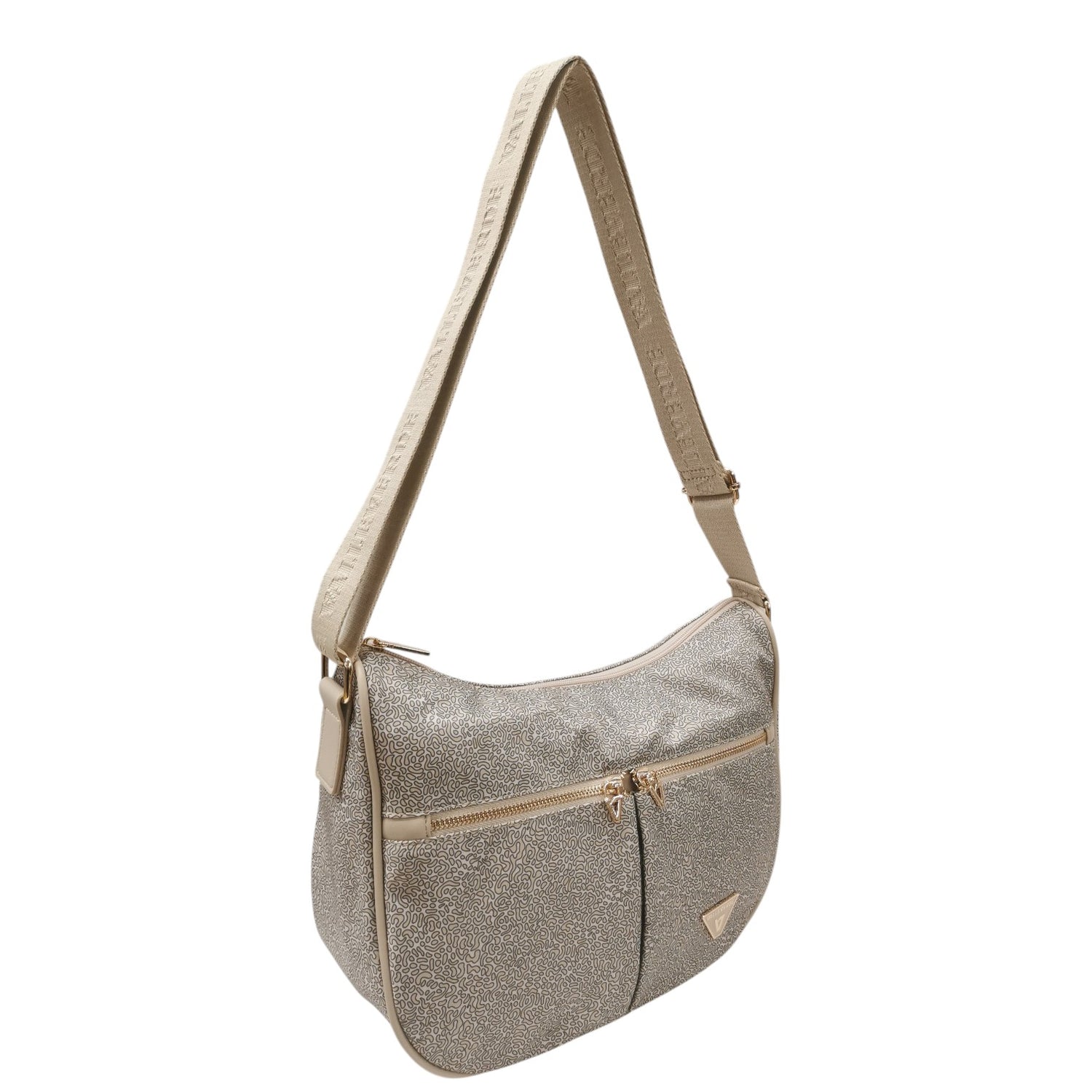 Valleverde Borsa a Spalla Donna in Tessuto Beige con Tasconi