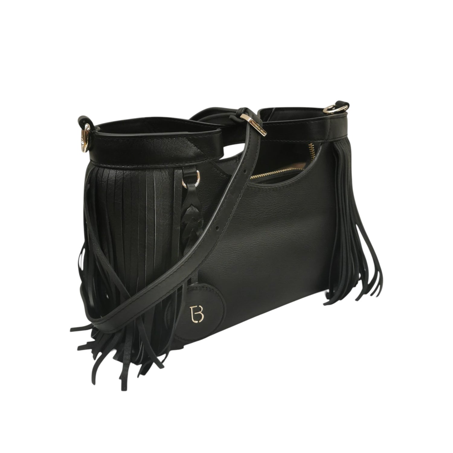 Tosca Blu Borsa a Mano Donna Portofino Nera con Frange