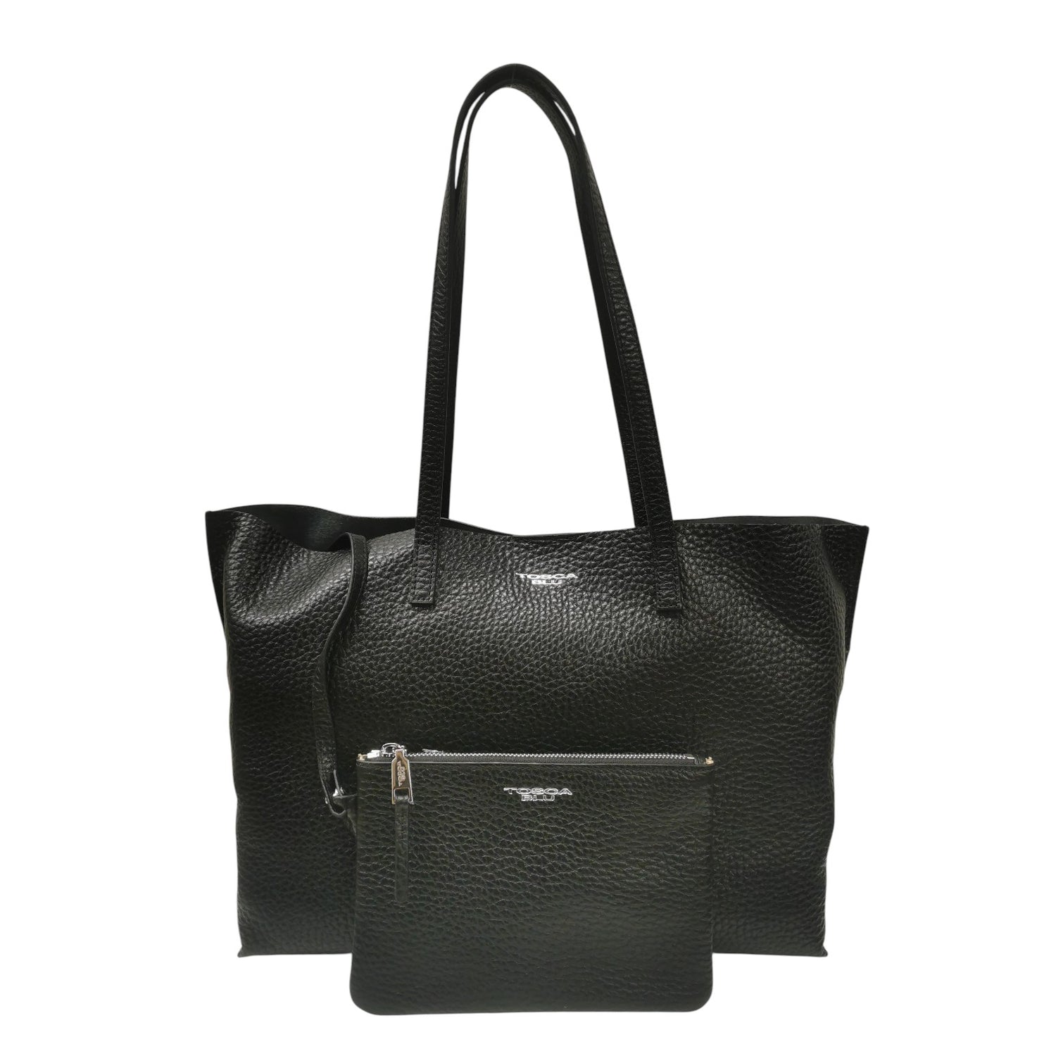 Tosca Blu Shopper Donna in Pelle Nera con Pochette