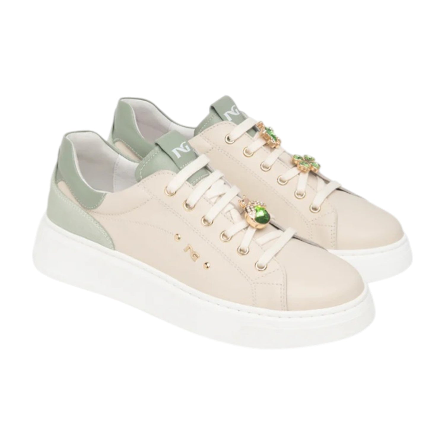 Nero Giardini Sneakers Donna Latte Menta con Accessorio