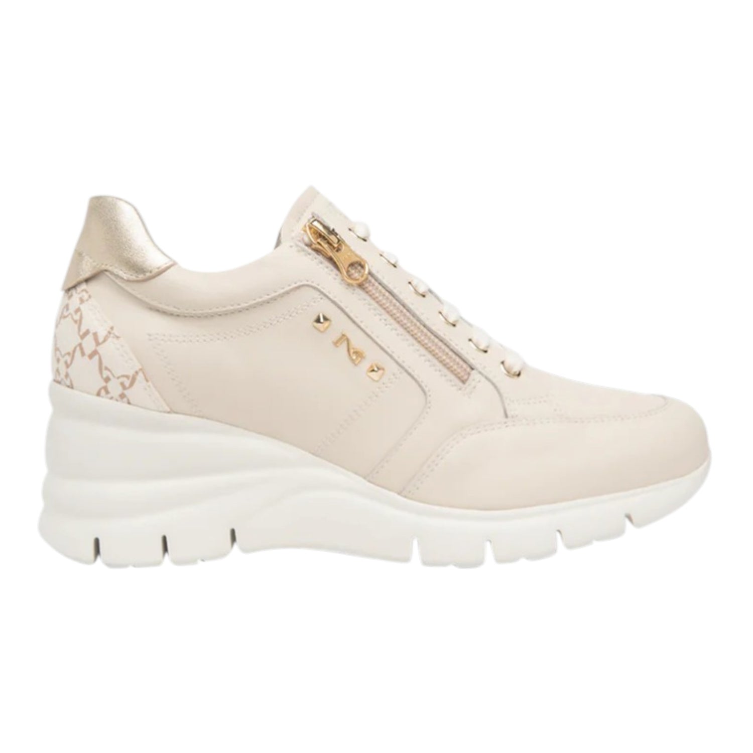 Nero Giardini Sneakers Donna in Pelle Latte con Zeppa