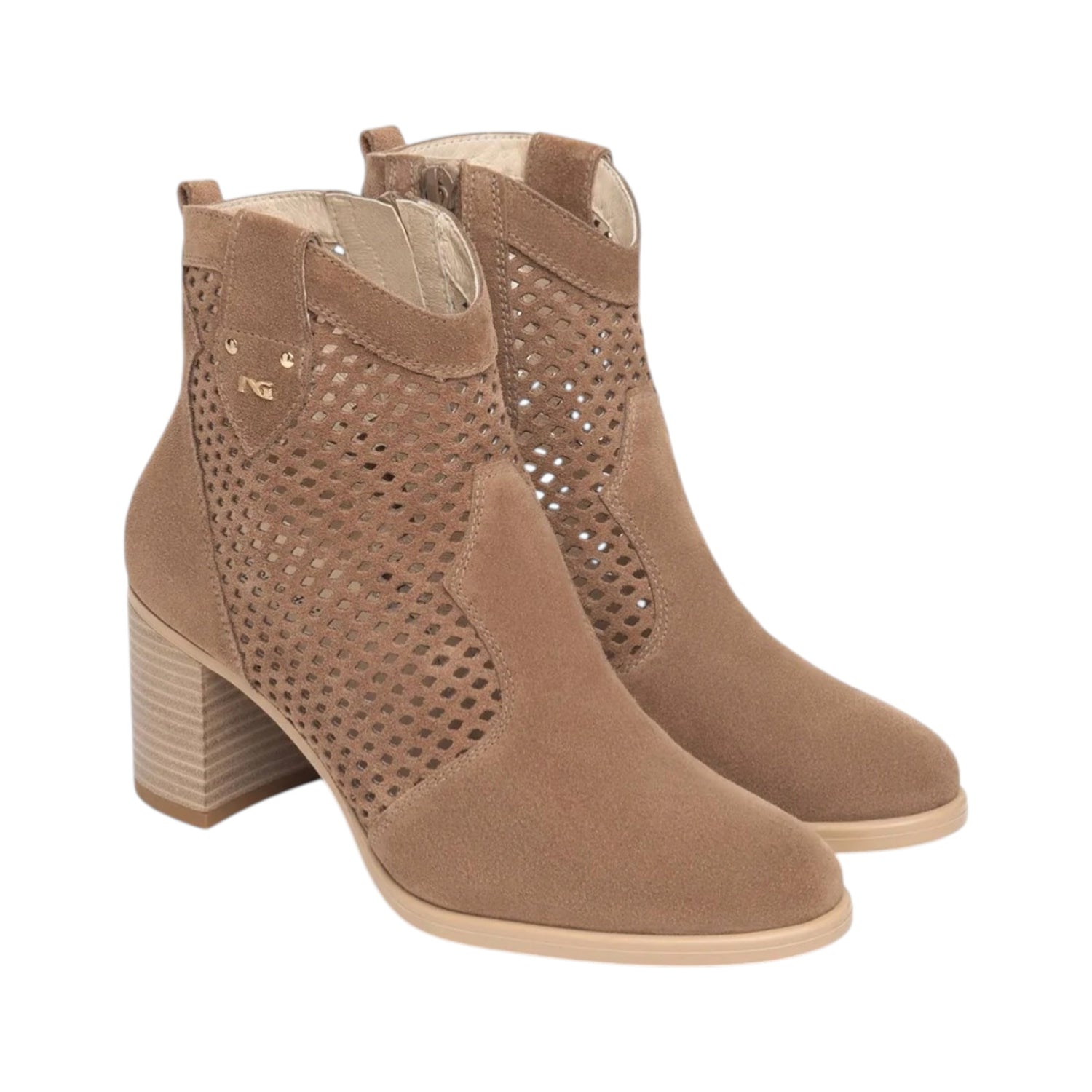 Nero Giardini Stivaletto Donna in Camoscio Traforato Beige con Tacco Alto 70mm