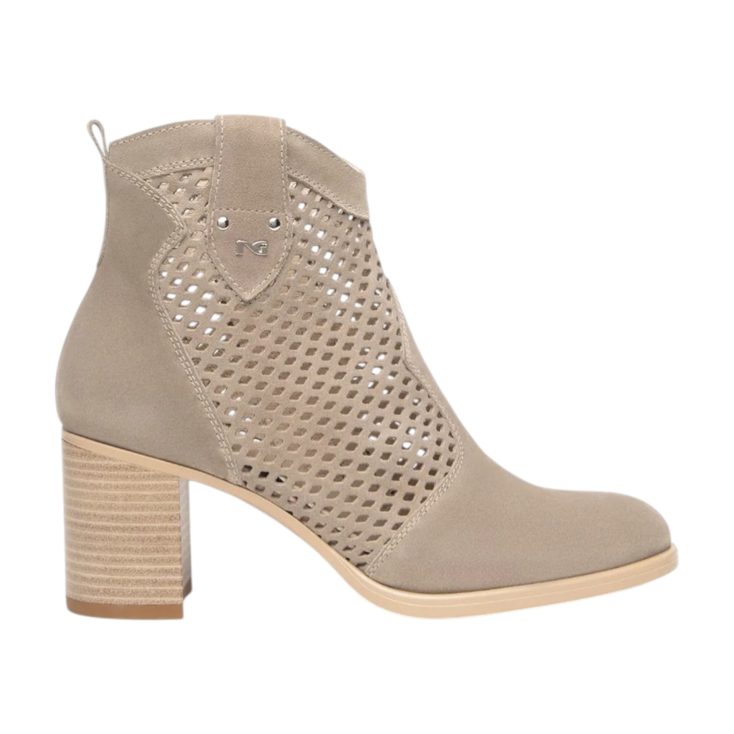 Nero Giardini Stivaletto Donna in Camoscio Traforato Creta con Tacco Alto 70mm