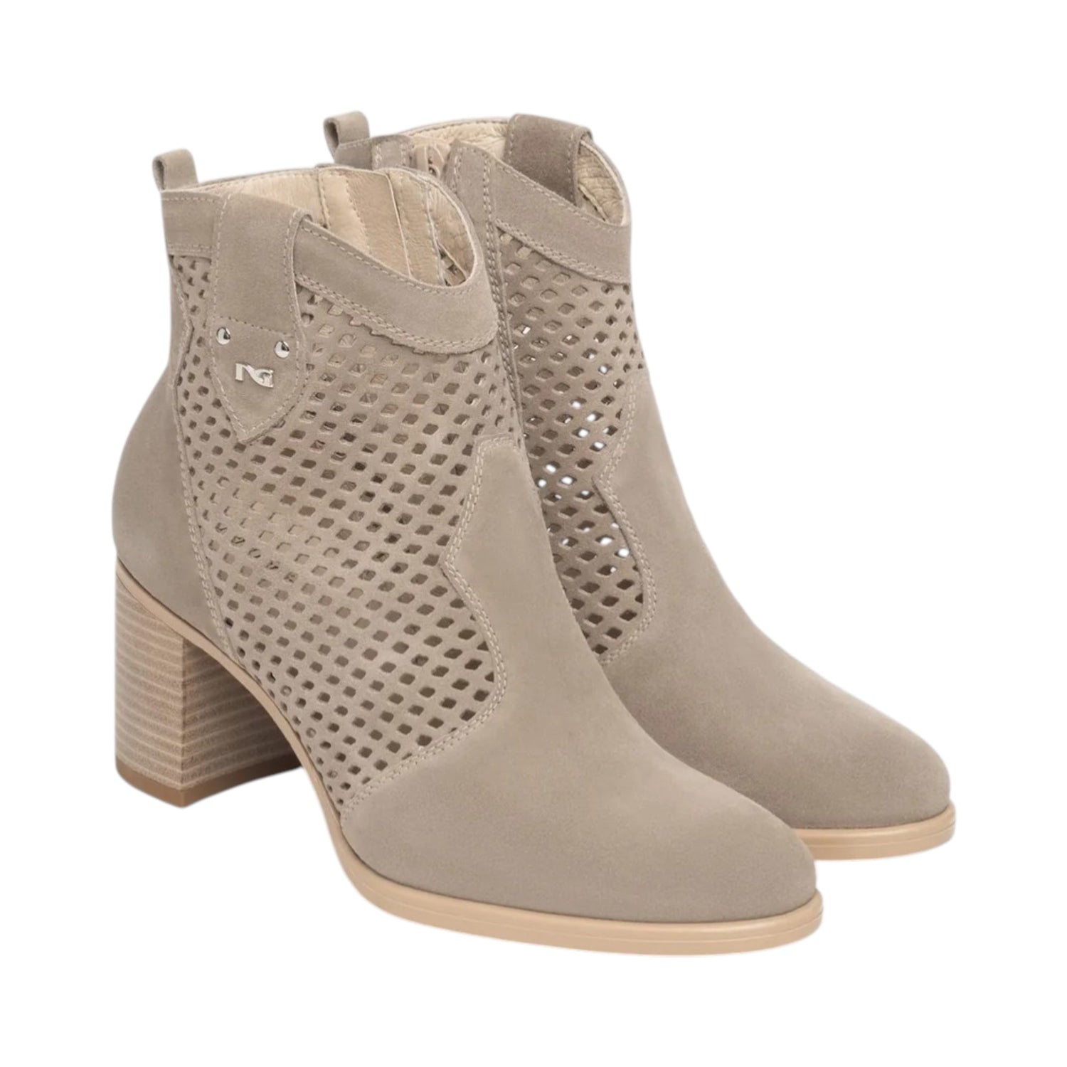 Nero Giardini Stivaletto Donna in Camoscio Traforato Creta con Tacco Alto 70mm