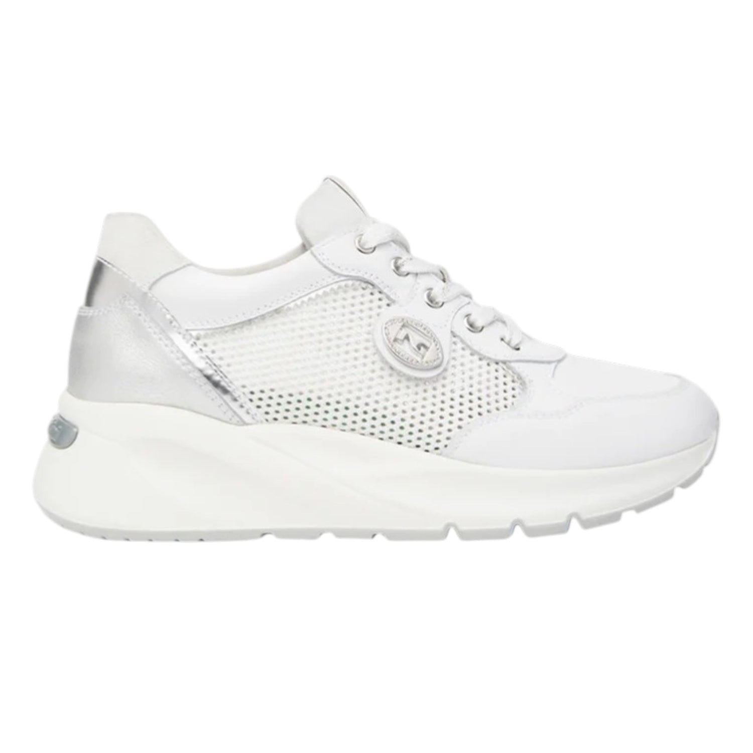 Nero Giardini Sneakers Donna Traforata Bianca Argento