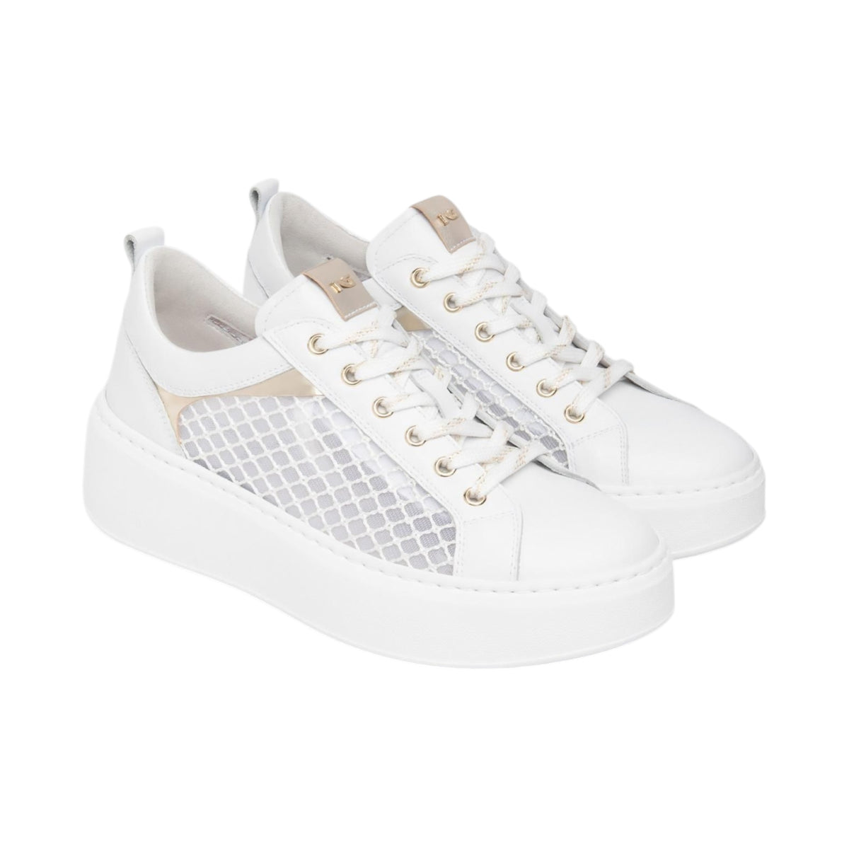 Nero Giardini Sneakers Donna in Pelle e Rete Bianca