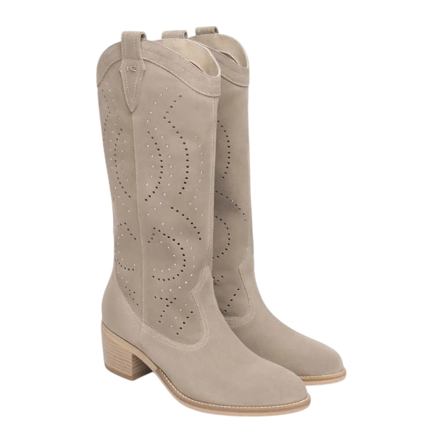 Nero Giardini Stivale Donna in Camoscio Traforato Creta con Tacco Alto 50mm