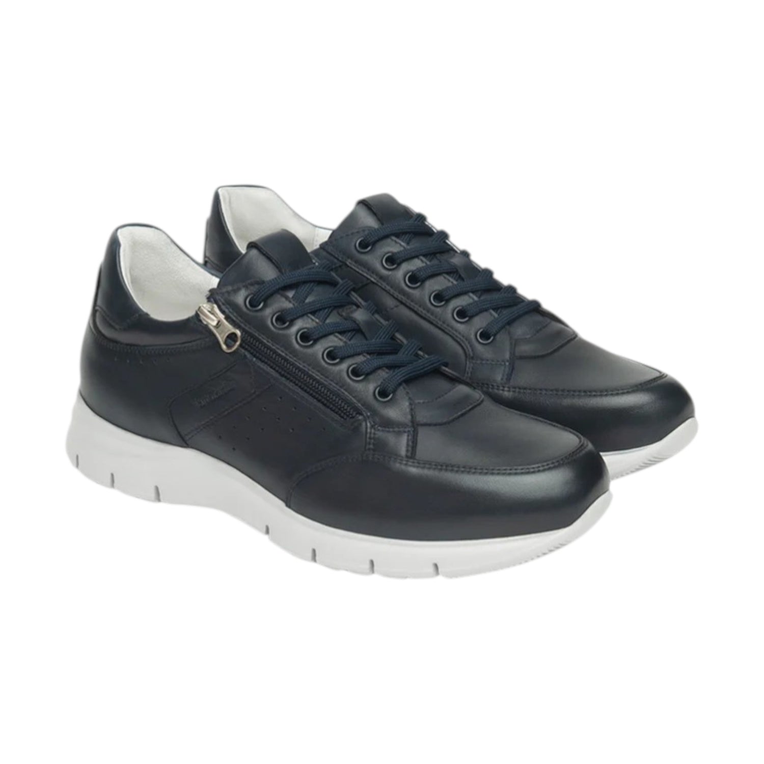 Nero Giardini Sneakers Uomo in Pelle Blu con Lacci e Zip Laterale