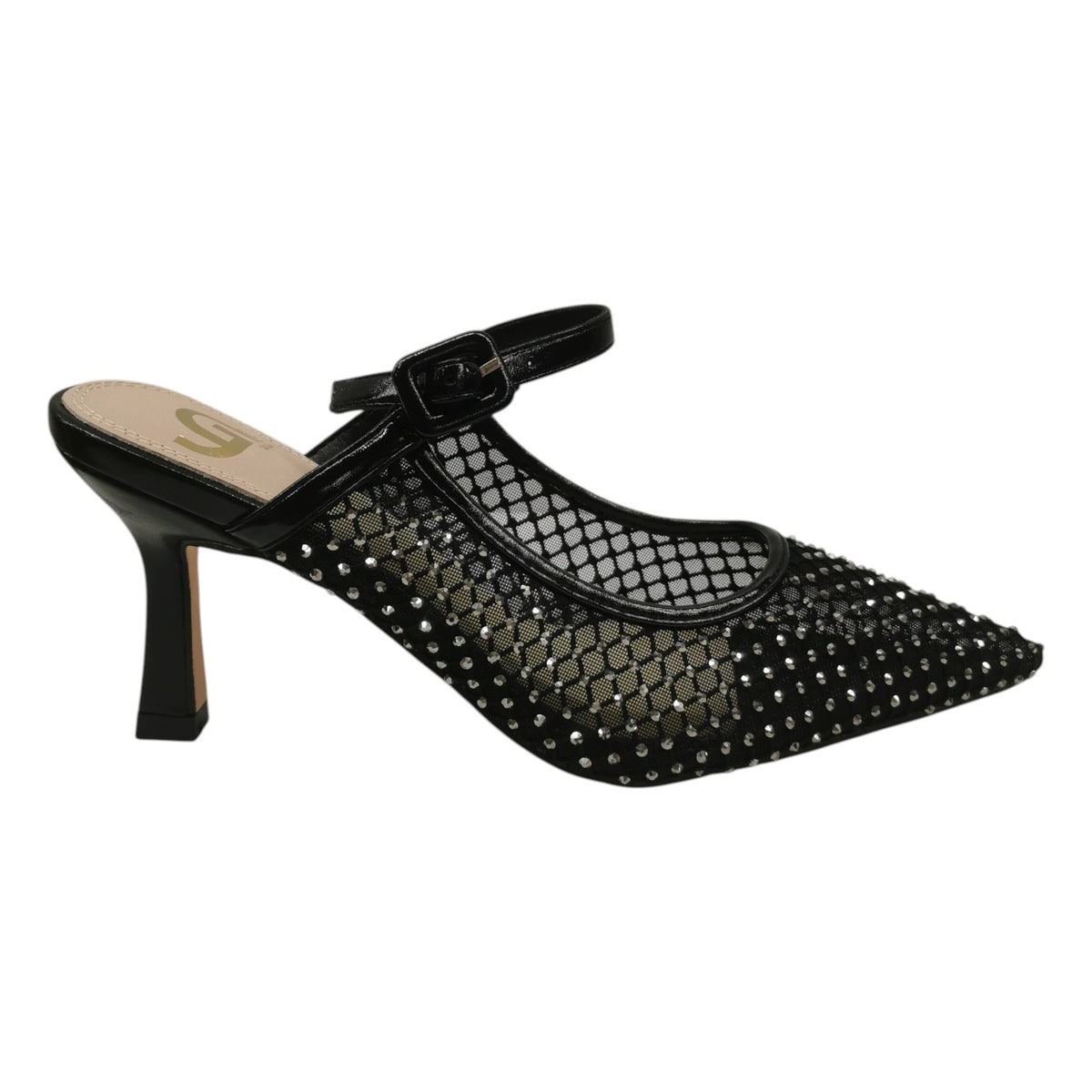 Gold&Gold Sabot Donna Nero in Rete e Strass con Tacco Alto 90mm