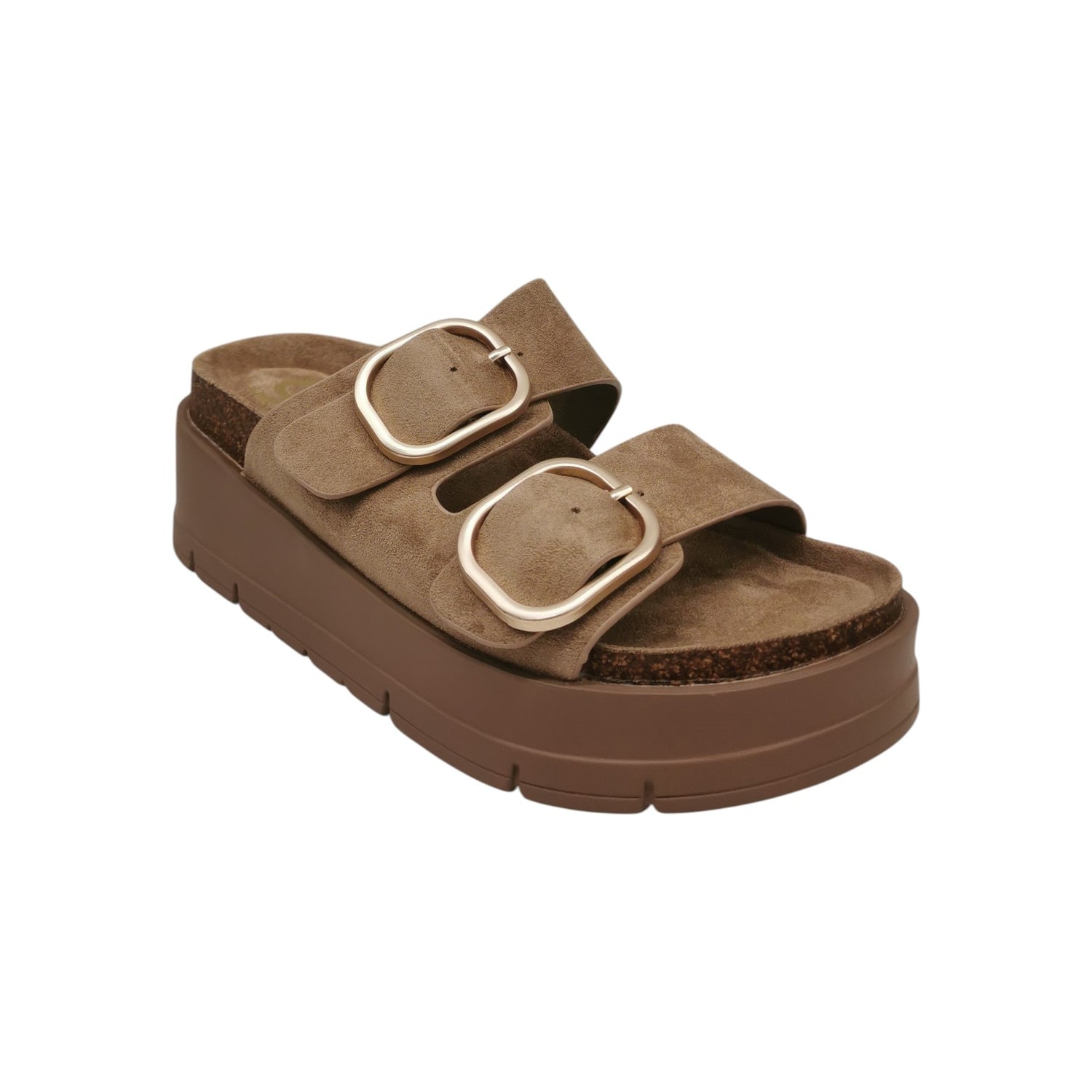 Gold&Gold Ciabatta Donna Platform Beige co Doppie Fibbie