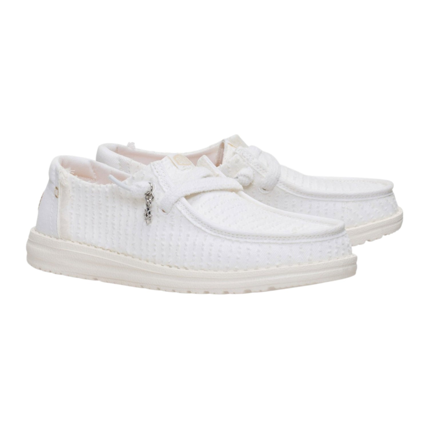 Hey Dude Wendy Frayed Canvas Slip On Donna Bianco Neve