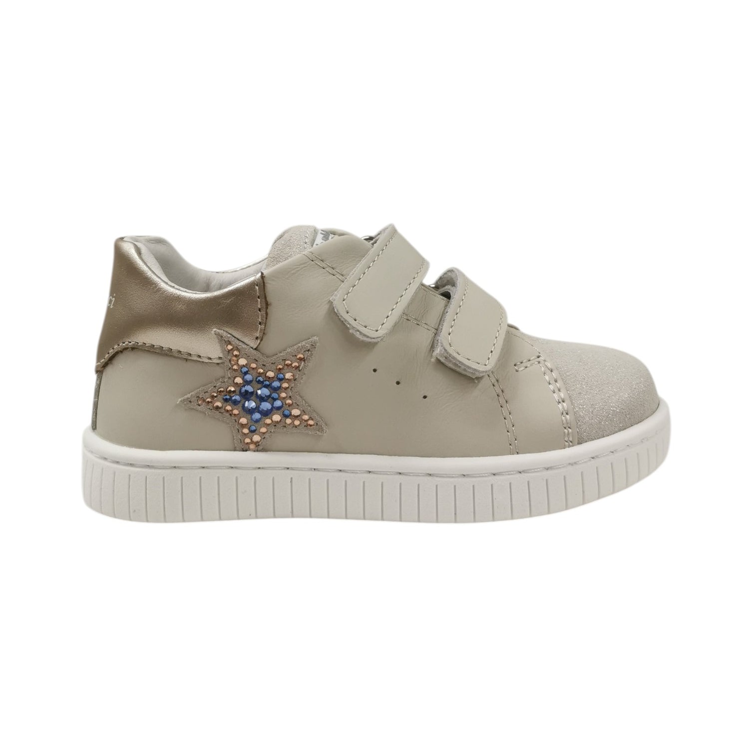 Balducci Sneakers Bambina Beige con Doppio Strappo e Stella