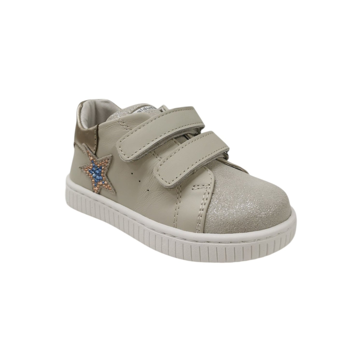 Balducci Sneakers Bambina Beige con Doppio Strappo e Stella