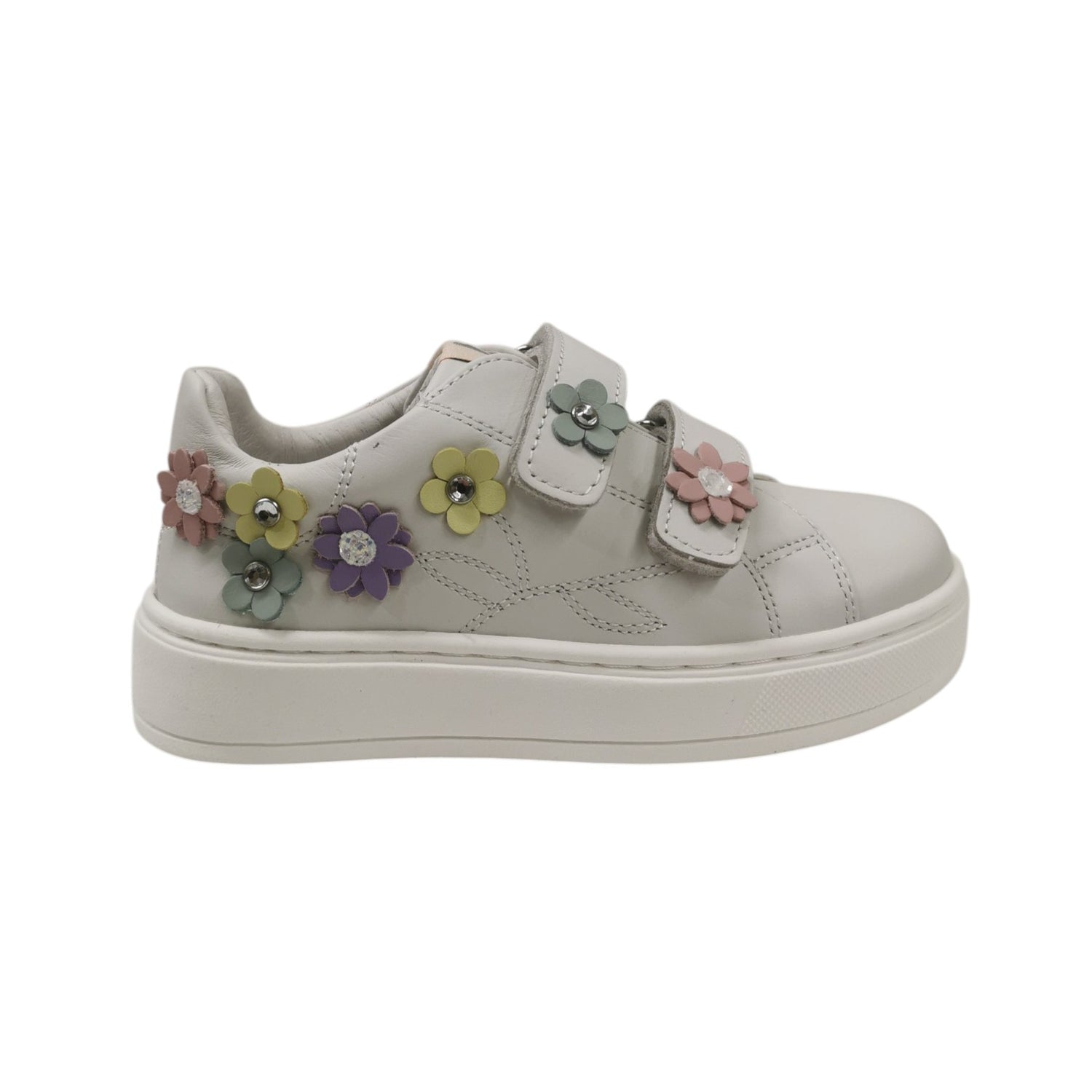 Balducci Sneakers Bambina Bianca con Fiori Multicolor