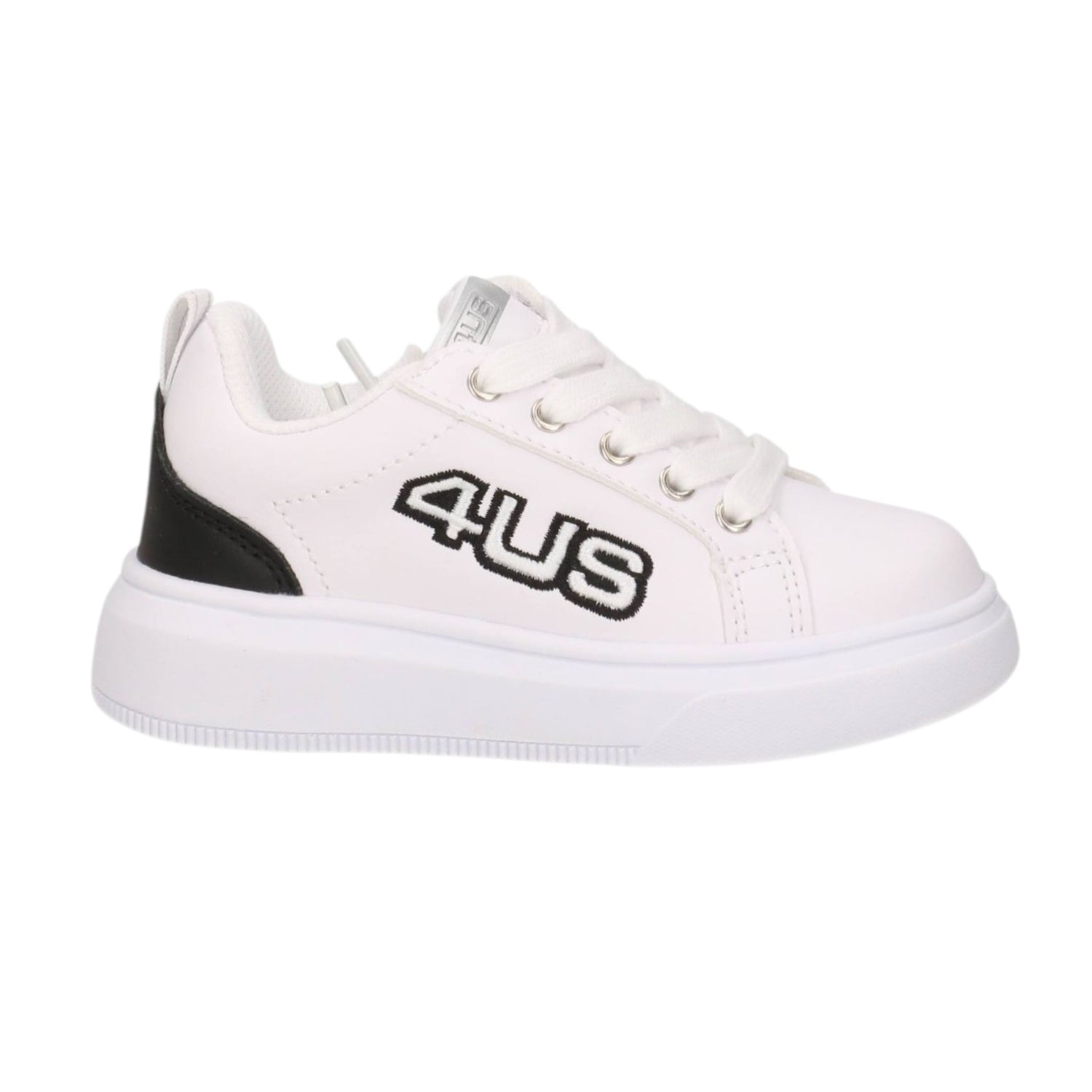 4Us Sneakers Bambino in Ecopelle Bianca Nero