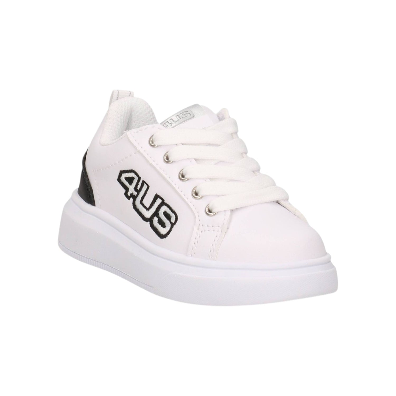 4Us Sneakers Bambino in Ecopelle Bianca Nero