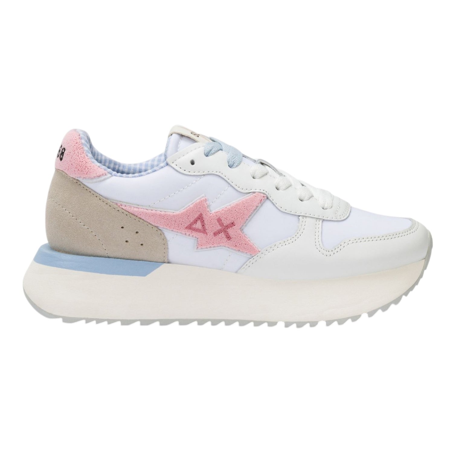 SUN68 Big Stargirl Spongee Logo Sneakers Bianca Rosa