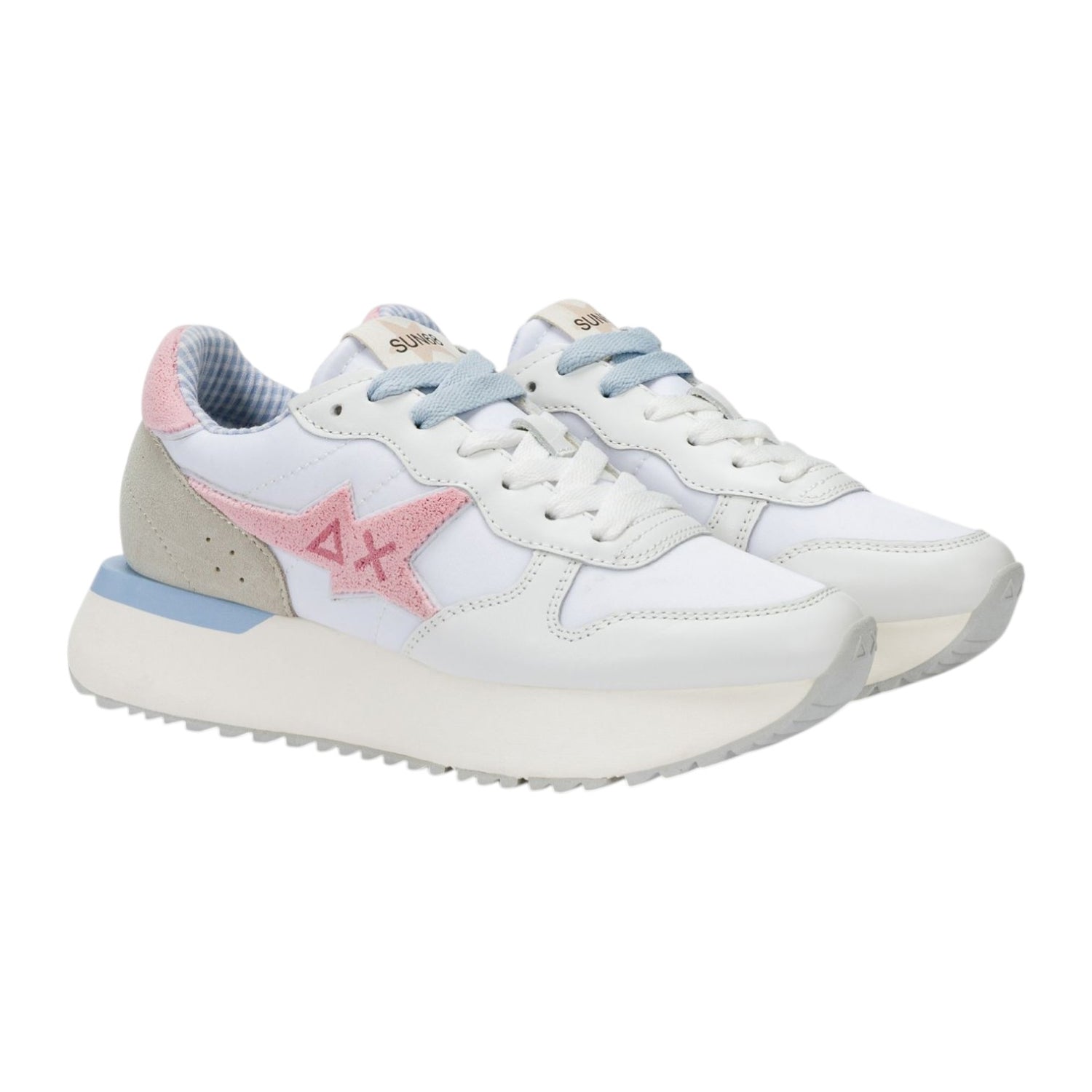 SUN68 Big Stargirl Spongee Logo Sneakers Bianca Rosa