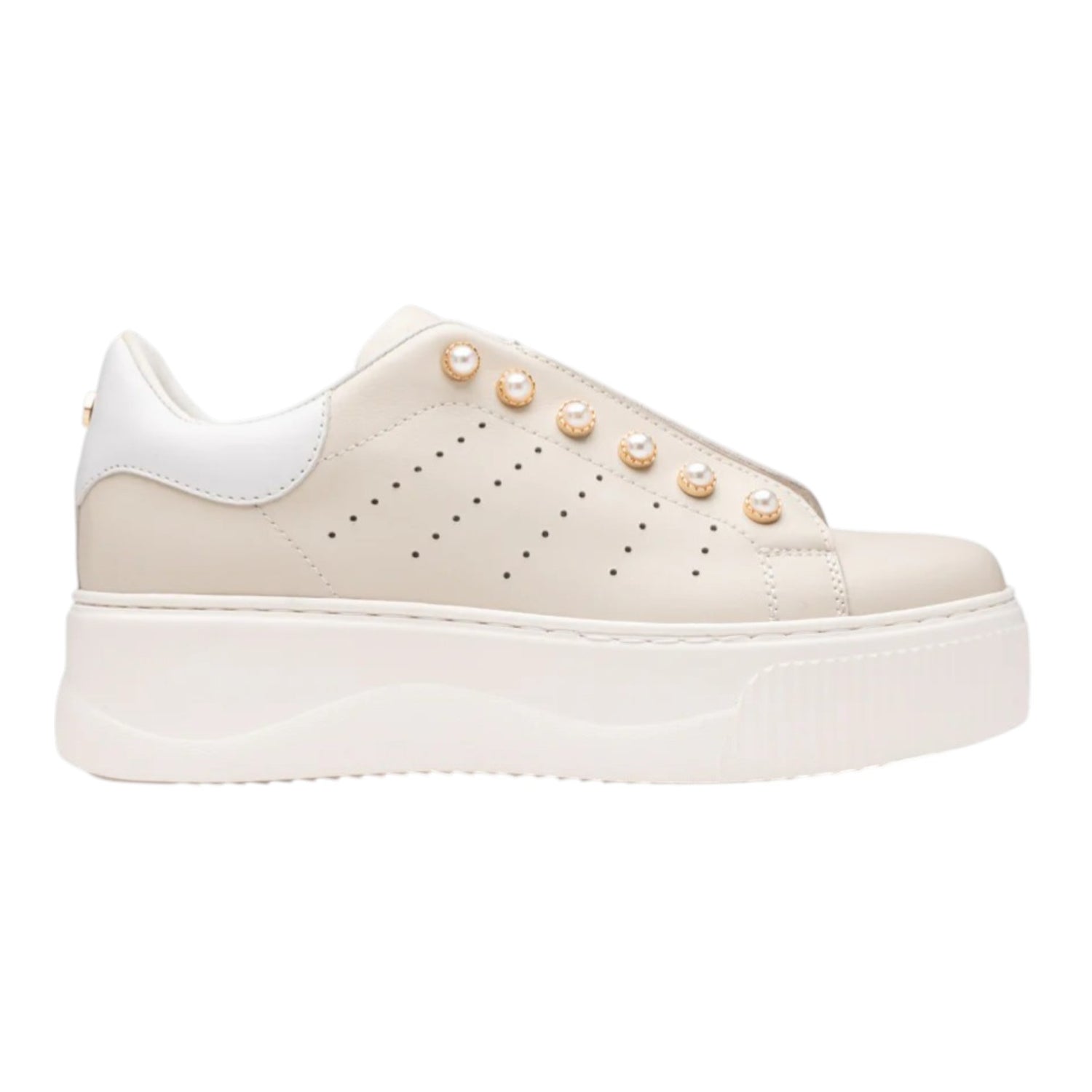 Cult Sneakers Donna Platform Beige con Perle