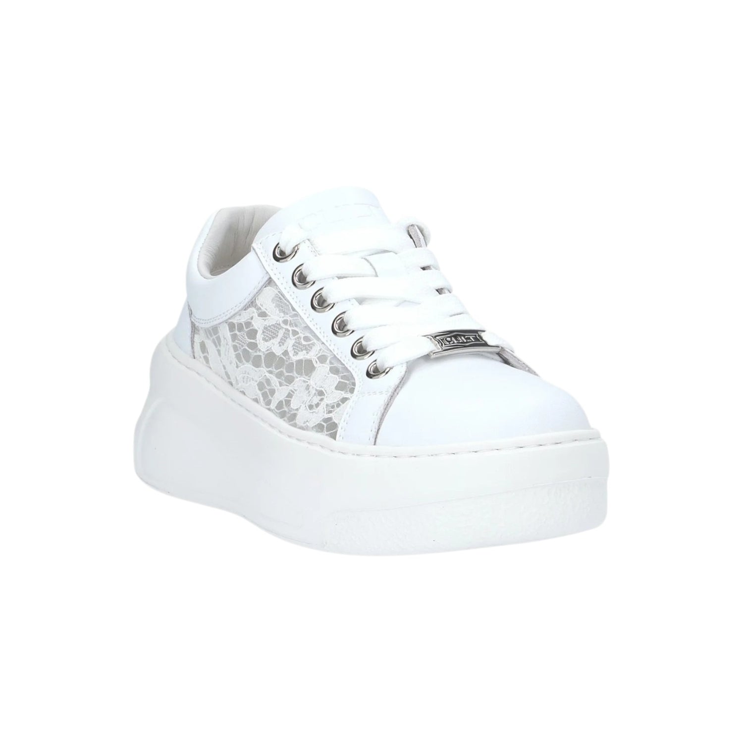 Cult Sneakers Donna in Pelle e Pizzo Bianco