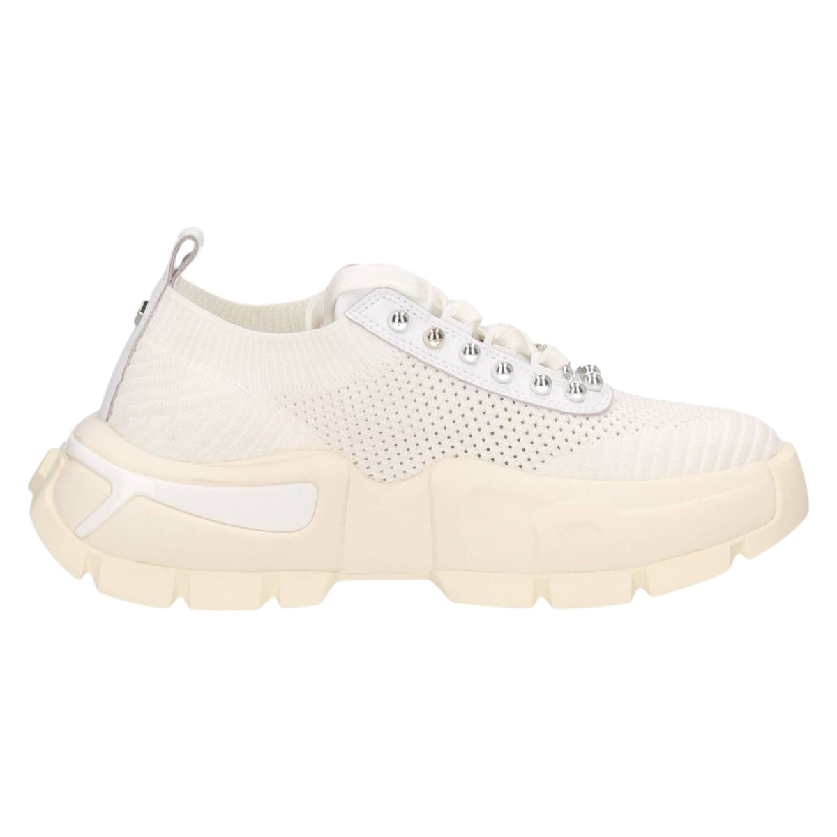Cult Sneakers Donna in Tessuto Bianco con Borchie