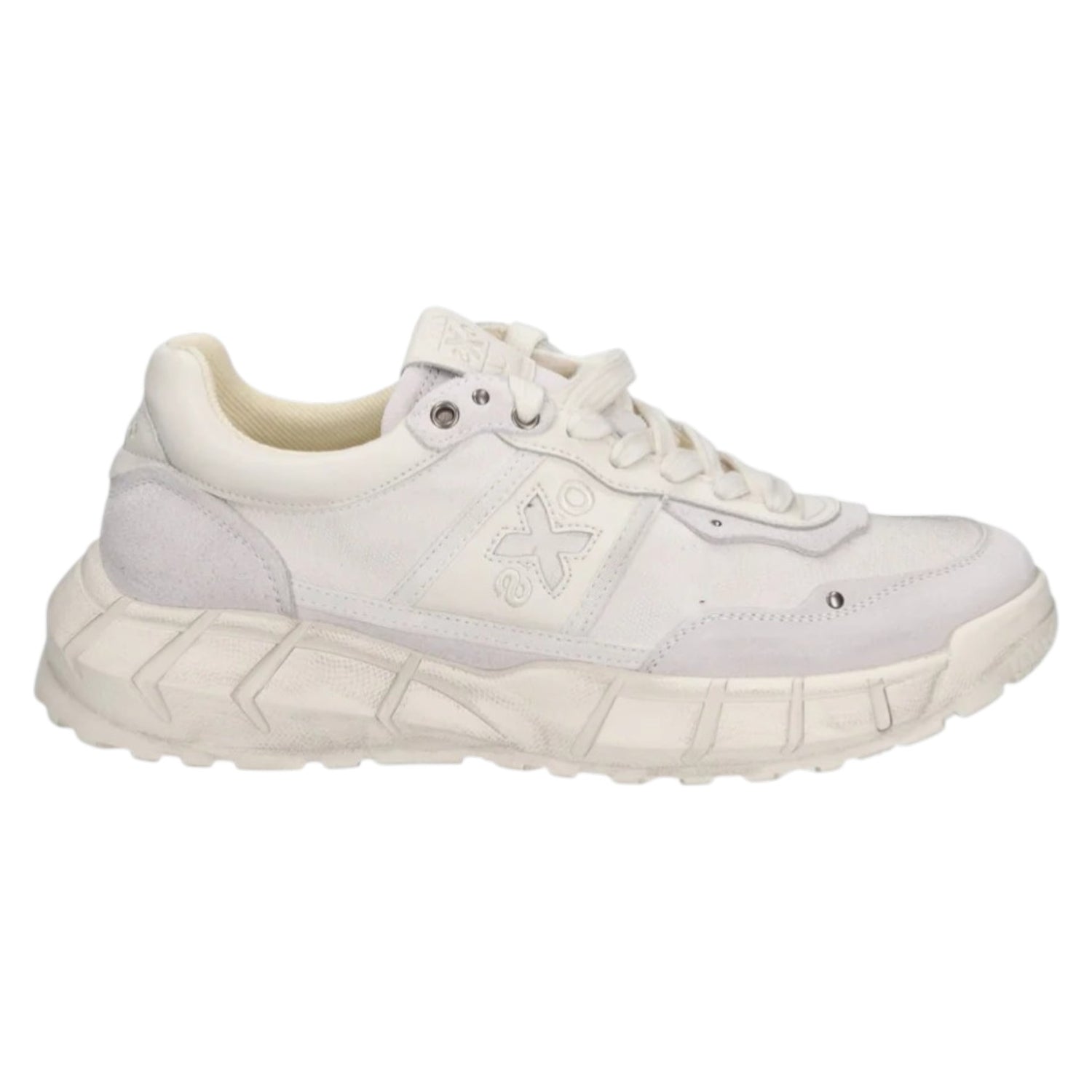 Oxs Sneakers Uomo in Camoscio e Tessuto Bianco Sporco