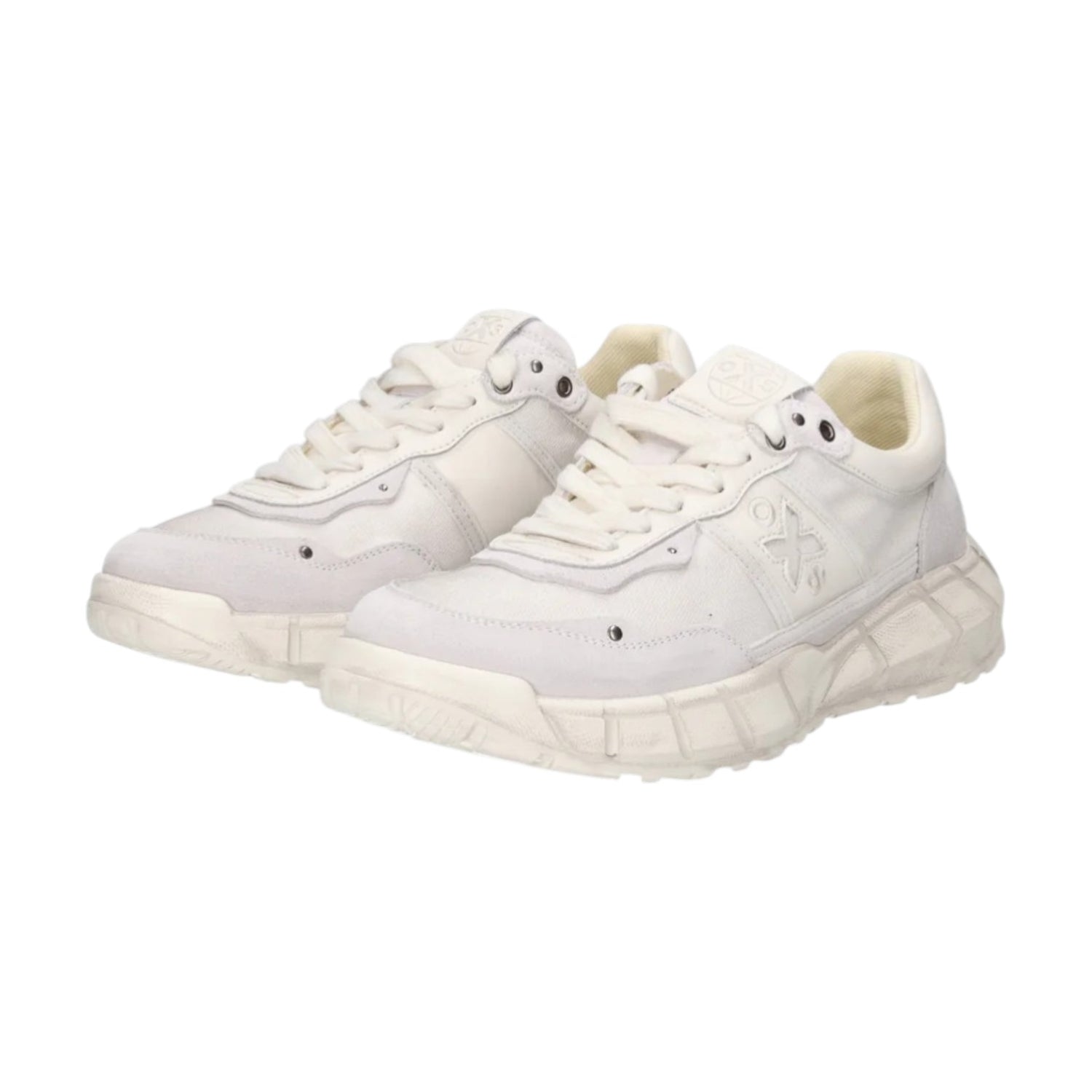 Oxs Sneakers Uomo in Camoscio e Tessuto Bianco Sporco
