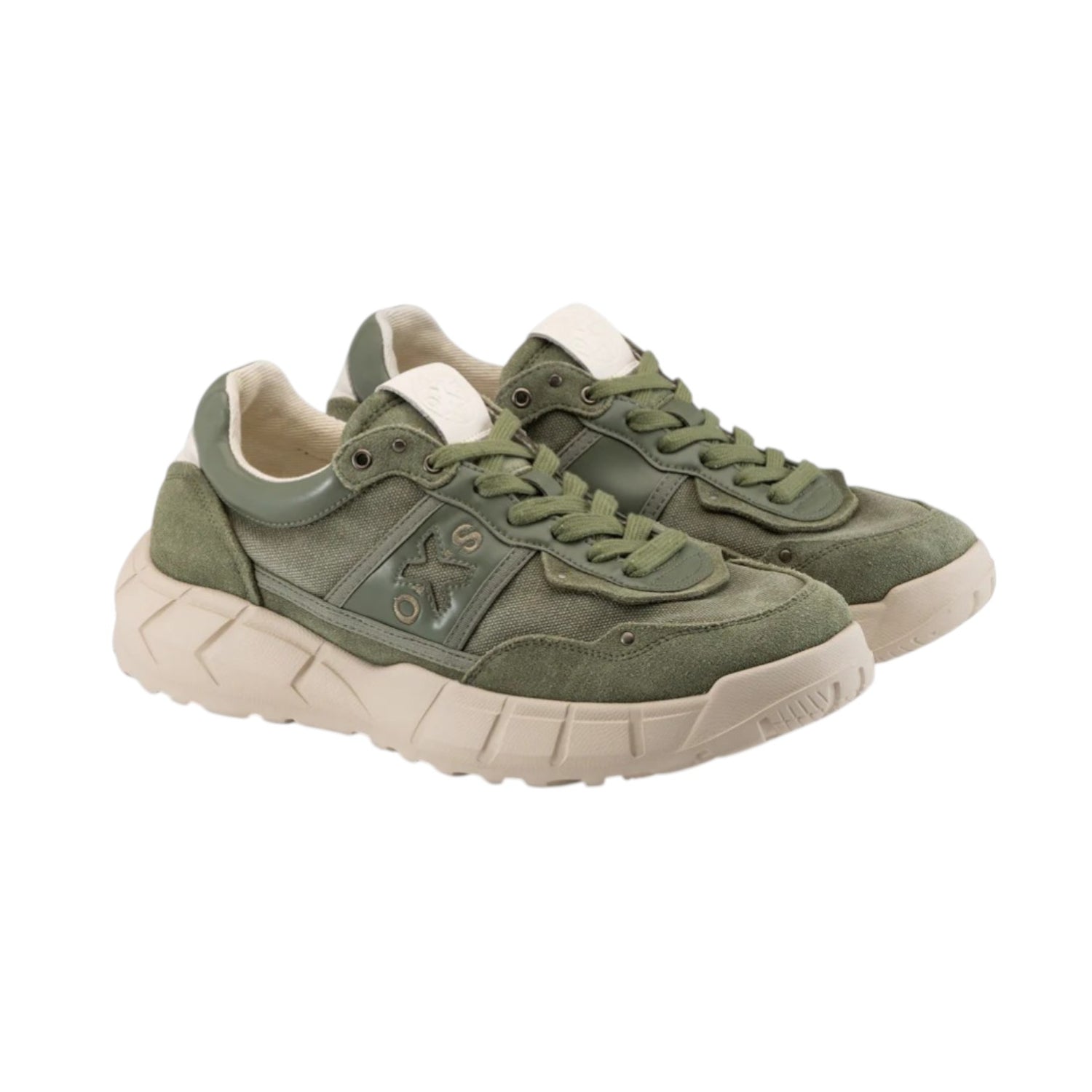 Oxs Sneakers Uomo in Camoscio e Tessuto Verde