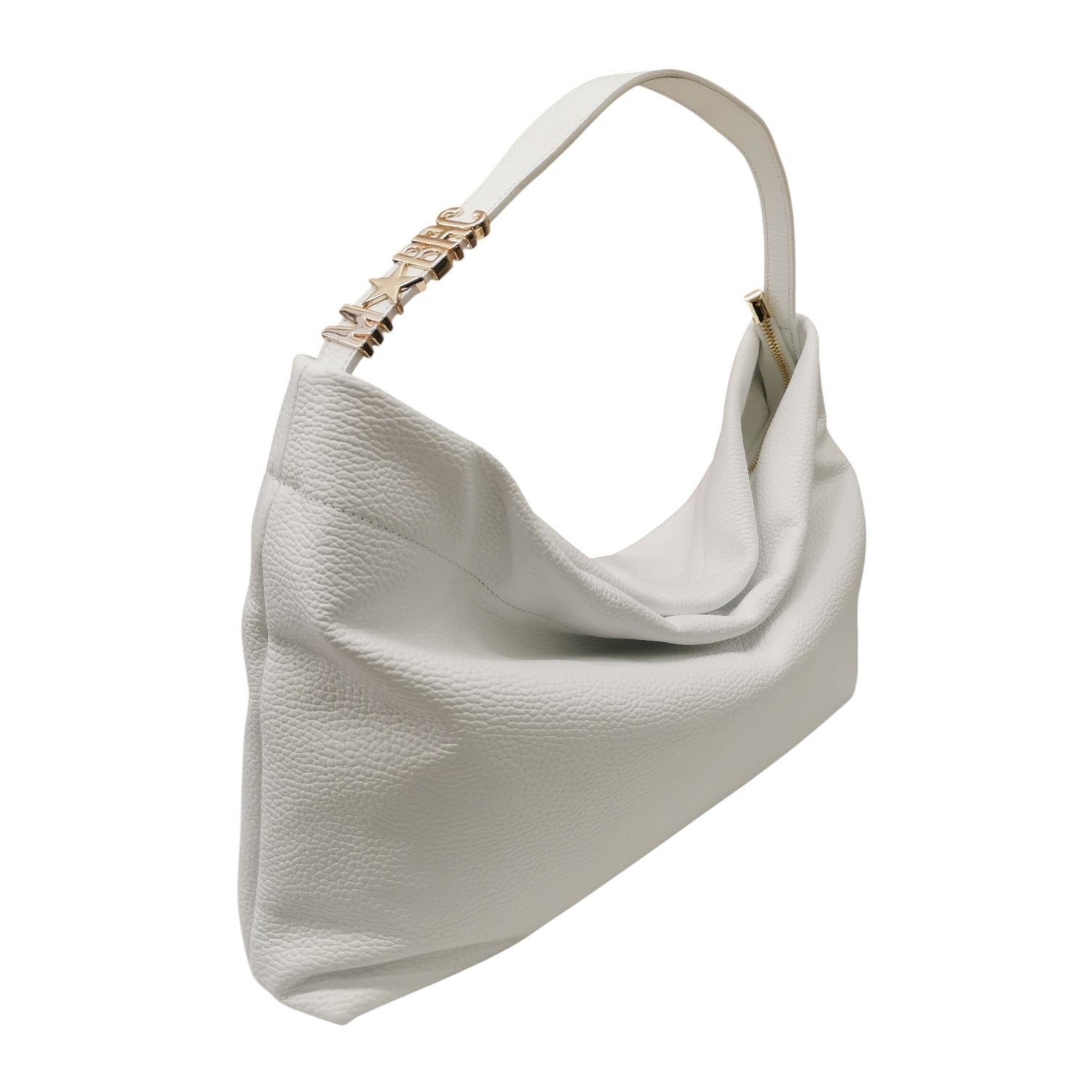 M Brc Borsa a Spalla Donna Linea Block in Morbida Pelle Bianca