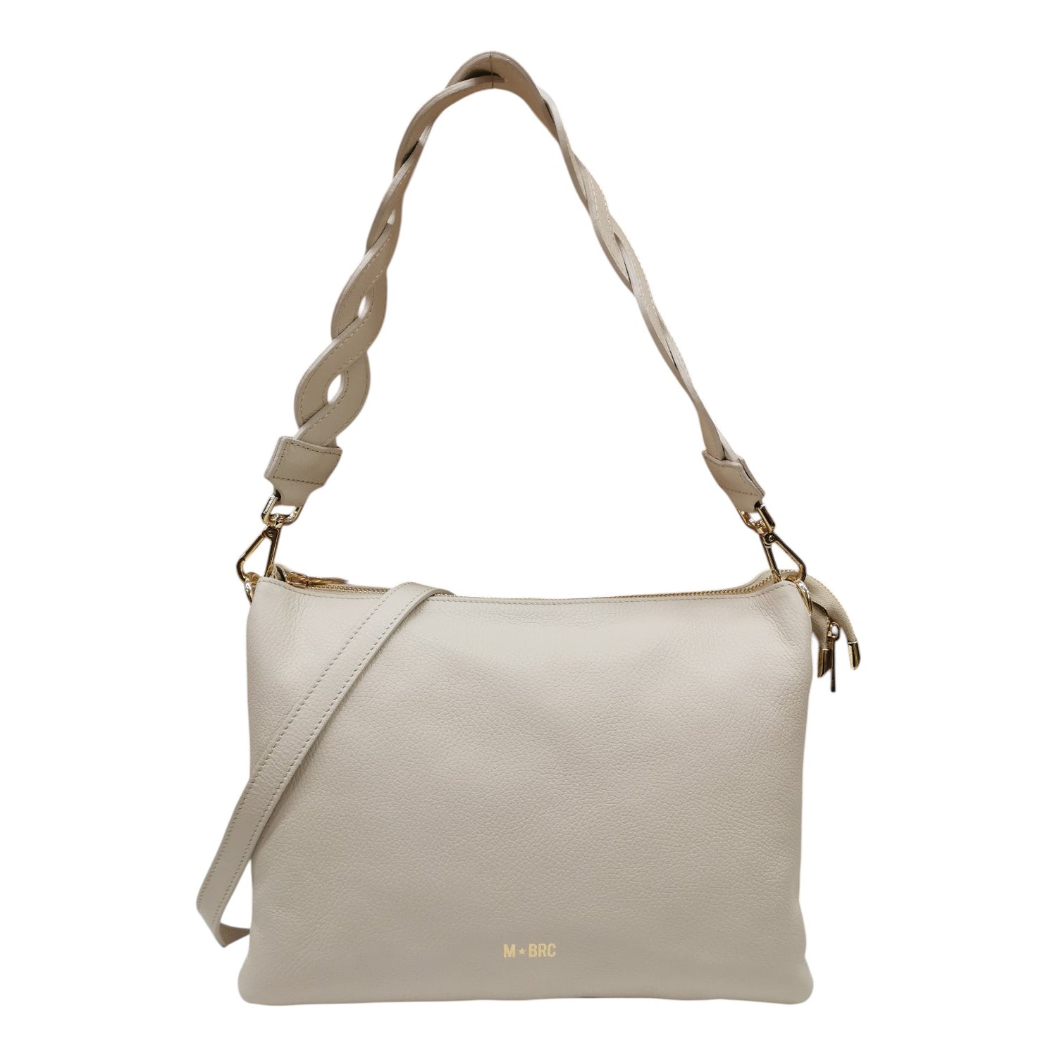 M Brc Borsa a Spalla Media Donna Linea Onda in Pelle Avorio