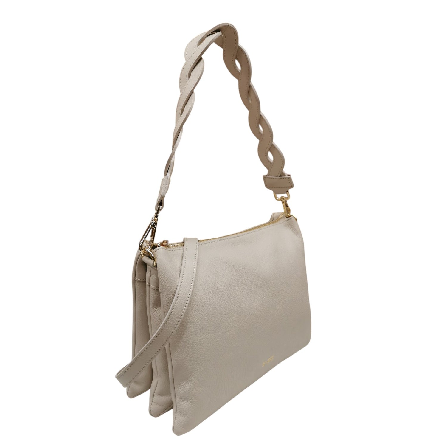 M Brc Borsa a Spalla Media Donna Linea Onda in Pelle Avorio