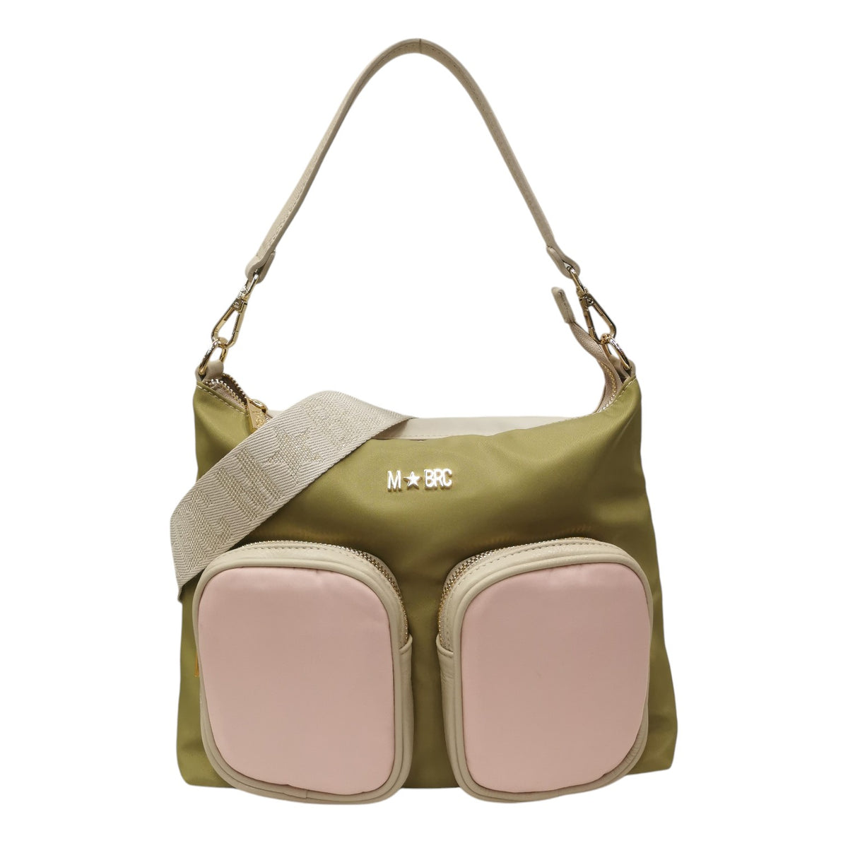 M Brc Borsa a Spalla Donna Linea Golf in Pelle Avorio Multi con Tracolla