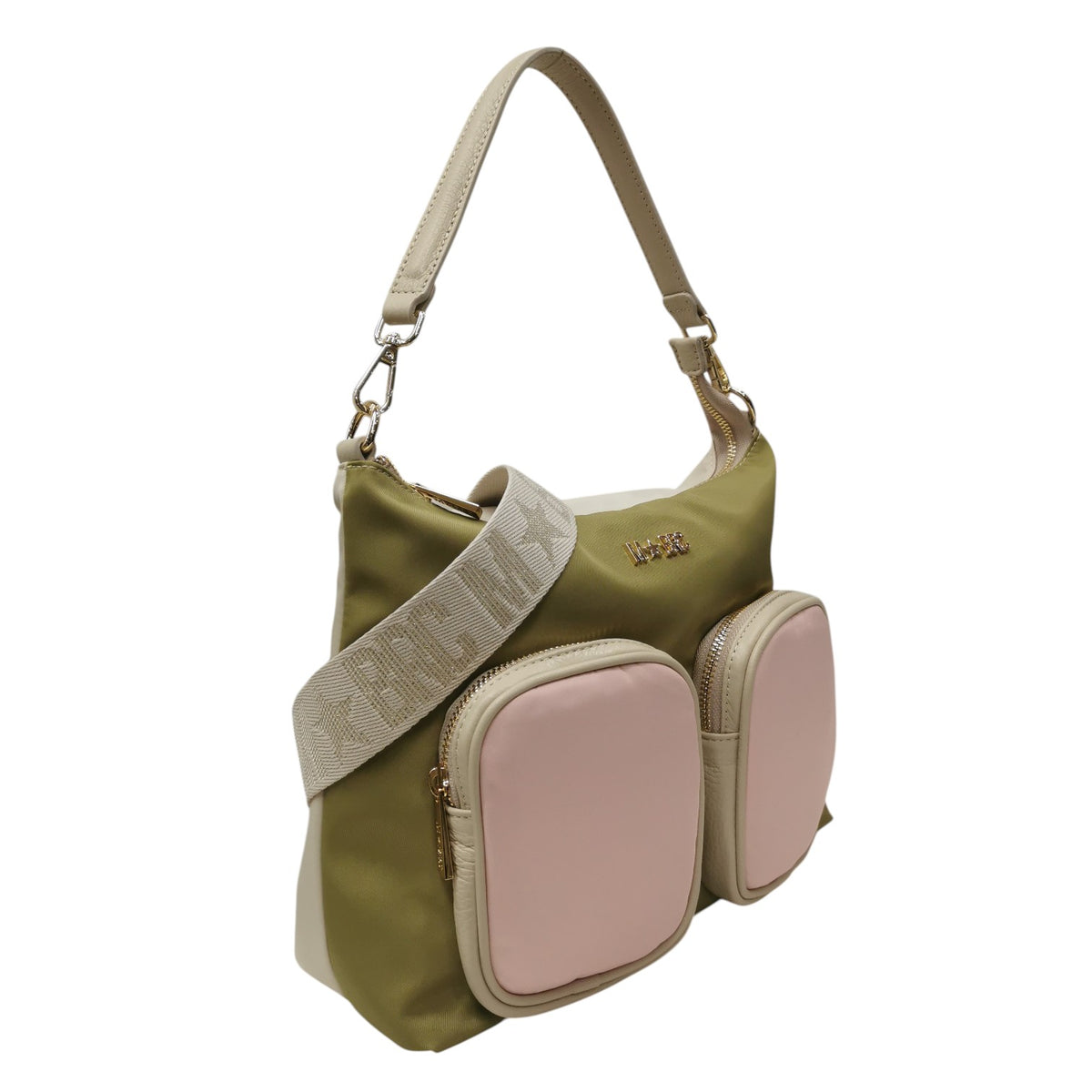 M Brc Borsa a Spalla Donna Linea Golf in Pelle Avorio Multi con Tracolla