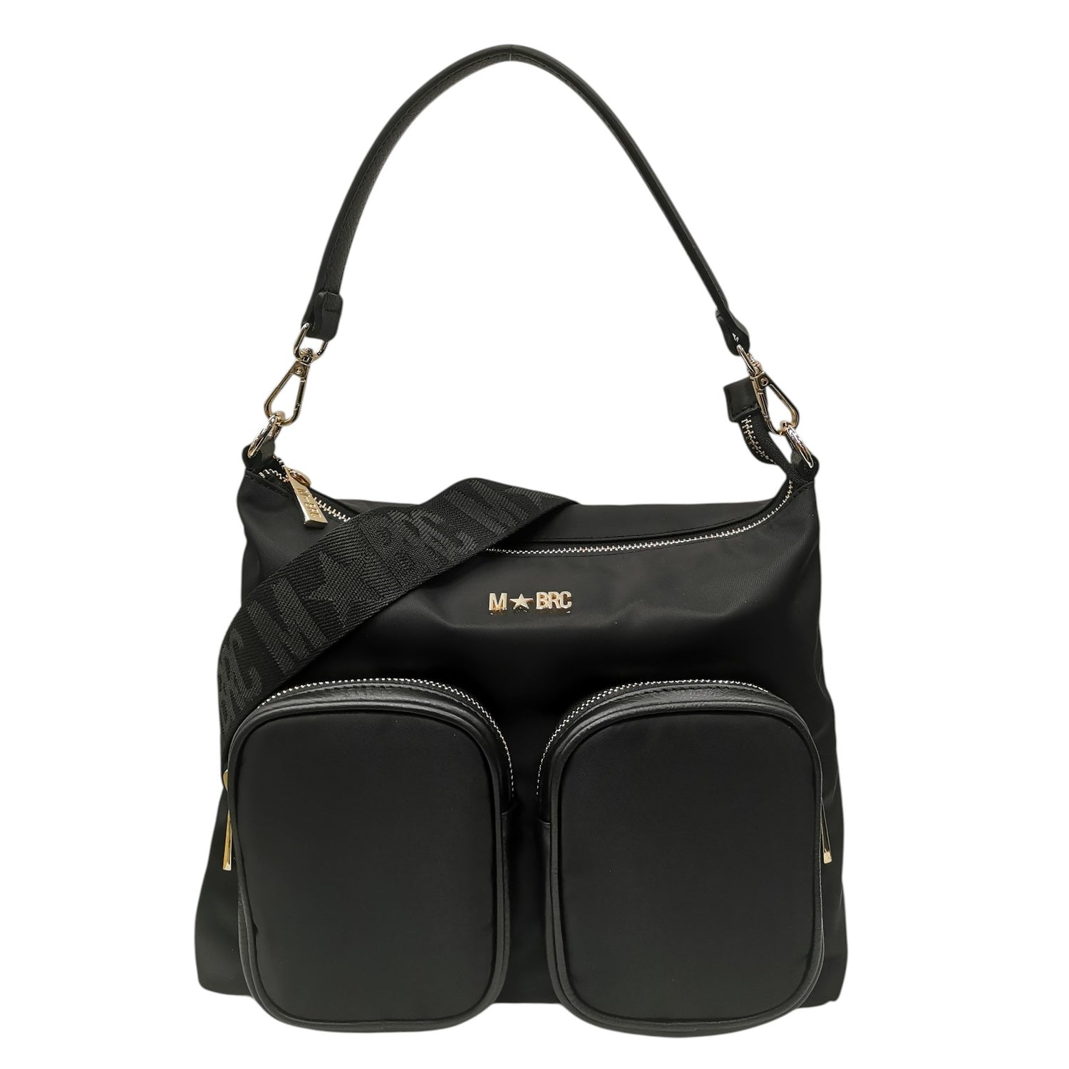 M Brc Borsa a Spalla Donna Linea Golf in Pelle Nera con Tracolla