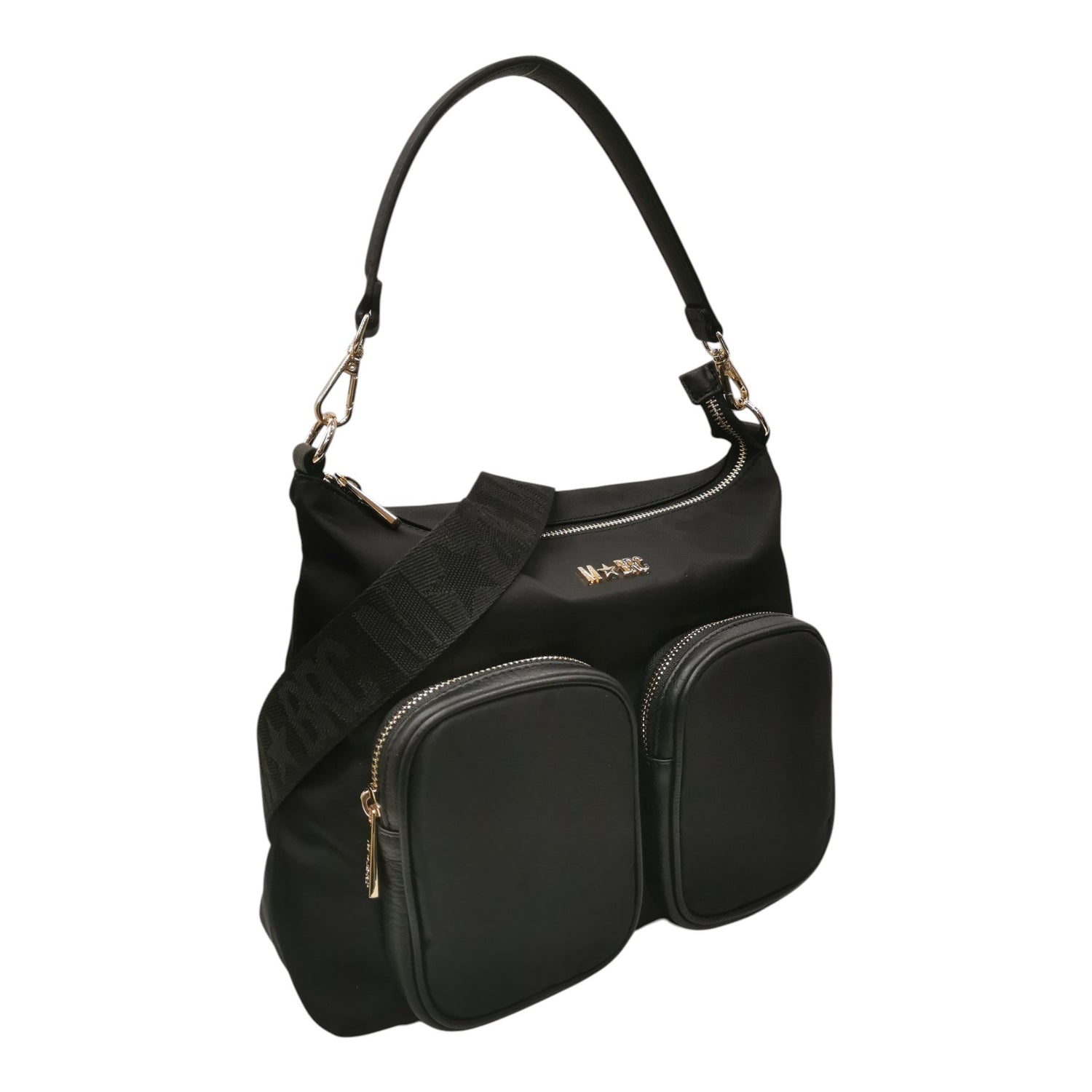 M Brc Borsa a Spalla Donna Linea Golf in Pelle Nera con Tracolla
