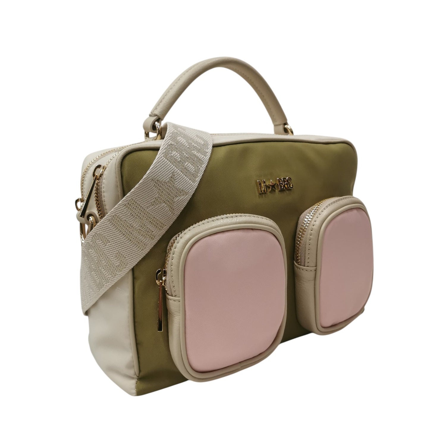 M Brc Borsa a Mano Donna Linea Golf in Pelle Avorio Multi